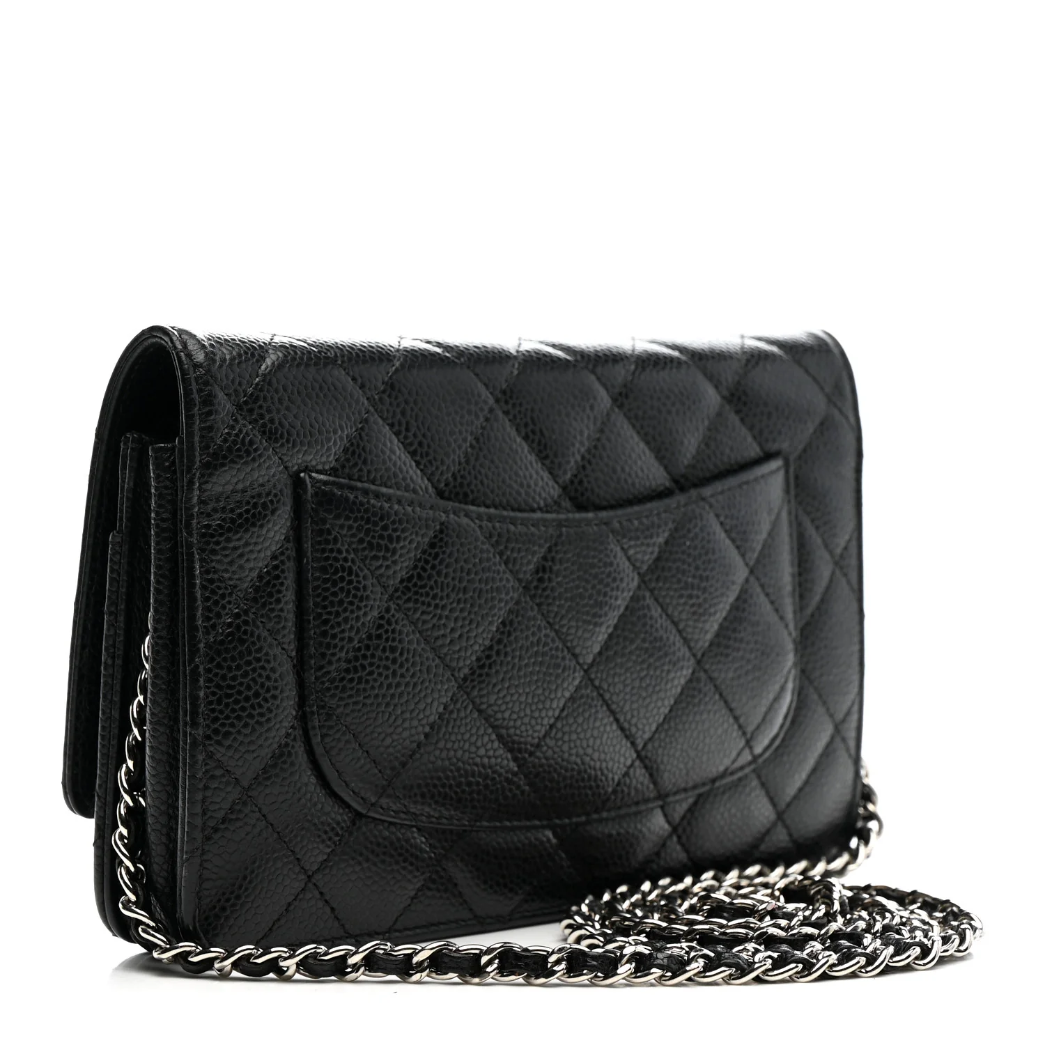 Caviar Quilted Wallet on Chain WOC Black