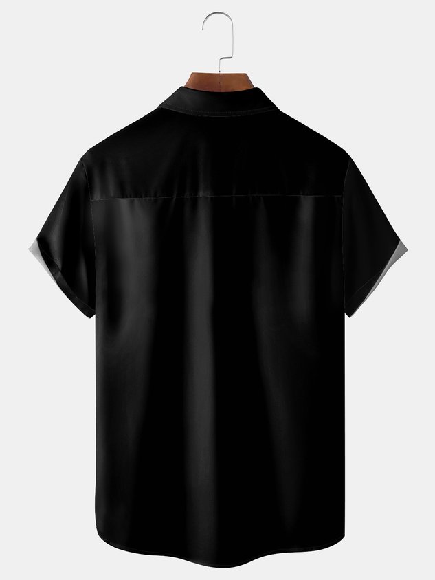 Chemises pour père, chemise bowling à manches courtes avec poche poitrine et dégradé de couleurs, style dégradé.
