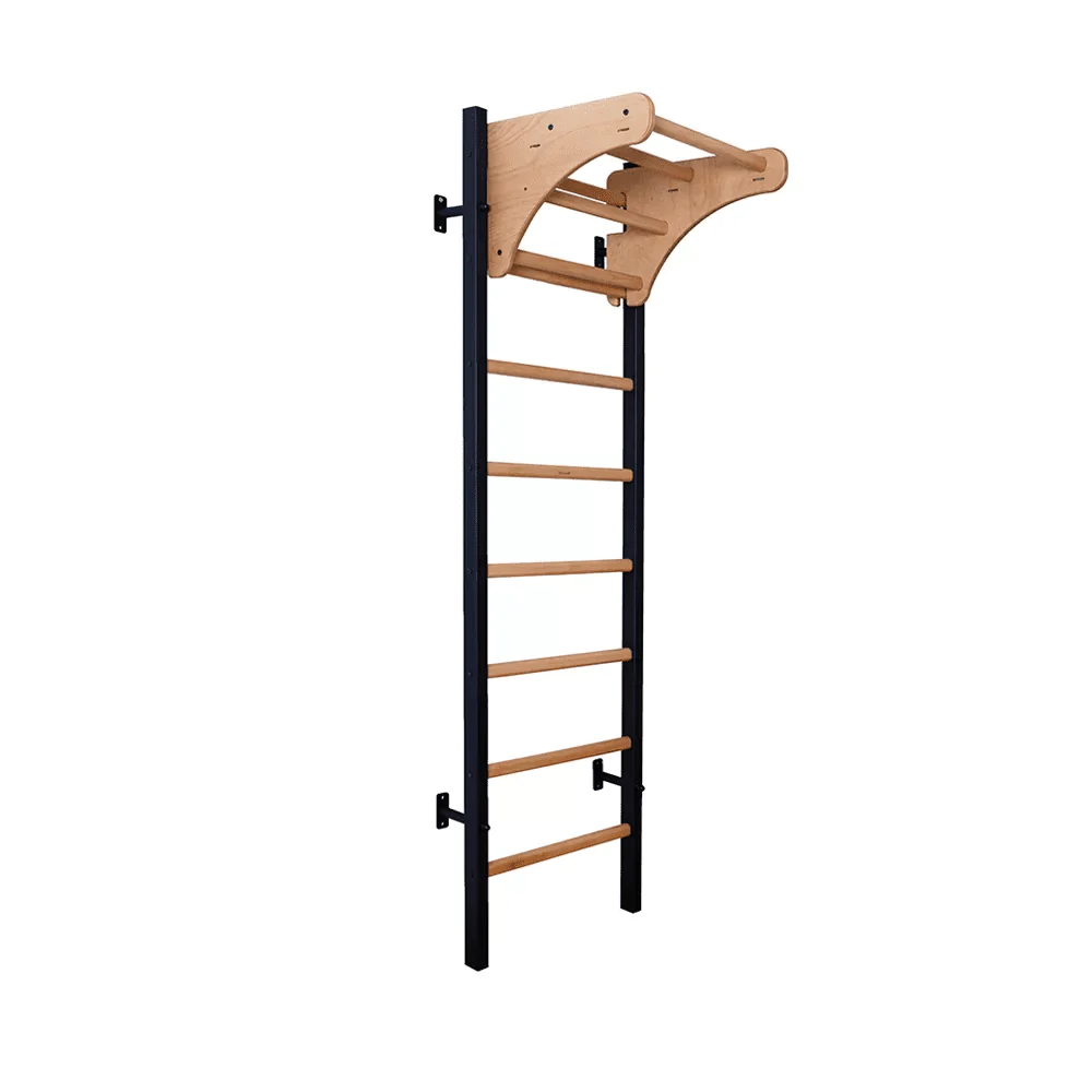 Benchk 211 Black Wall Bars with Adjustable Beech Wood Pull - up Bar