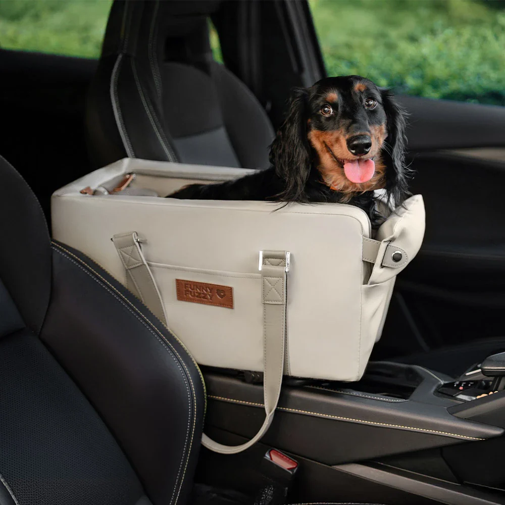 Deluxe Faux Leather Safety Center Console Pet Car Seat and Cat & Dog Carrier - Urban Voyager
