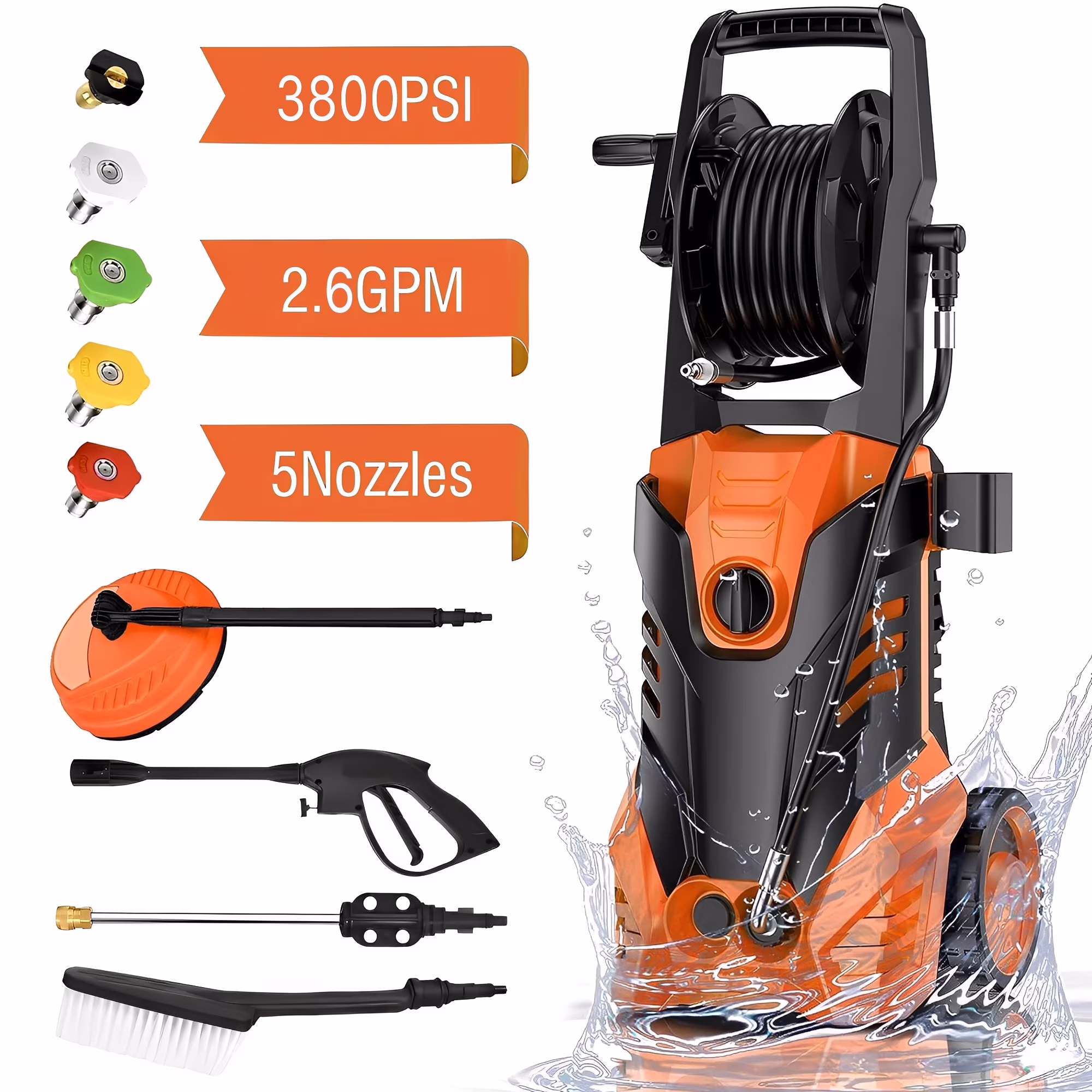 Electric Pressure Washer, 3800 PSI 2.6GPM Power Washer for Cars, Fences and Patios(3800PSI Green) - Image 5
