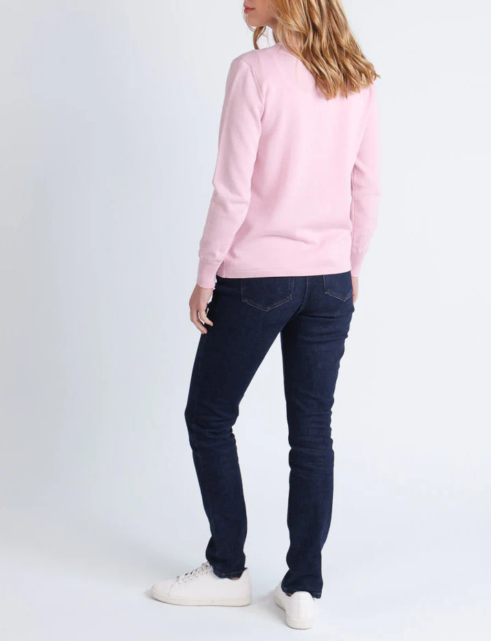 Pull femme col montant en laine mérinos Rose léger