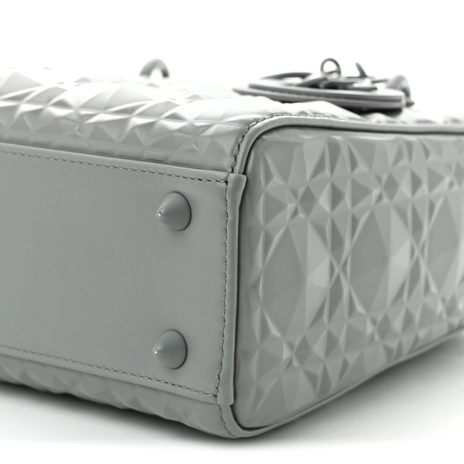 Calfskin Cannage Diamond Small My ABCDior Lady Dior  Gray