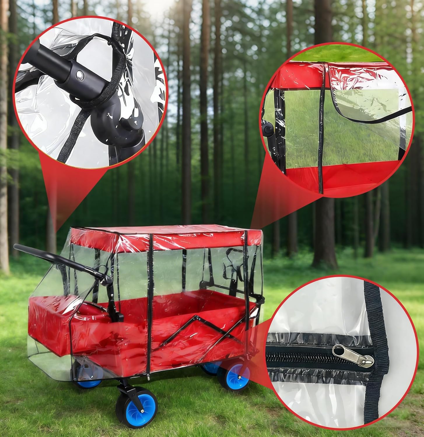 Universal Waterproof Wagon Cover, Two-Sided Zippers Rain Canopy