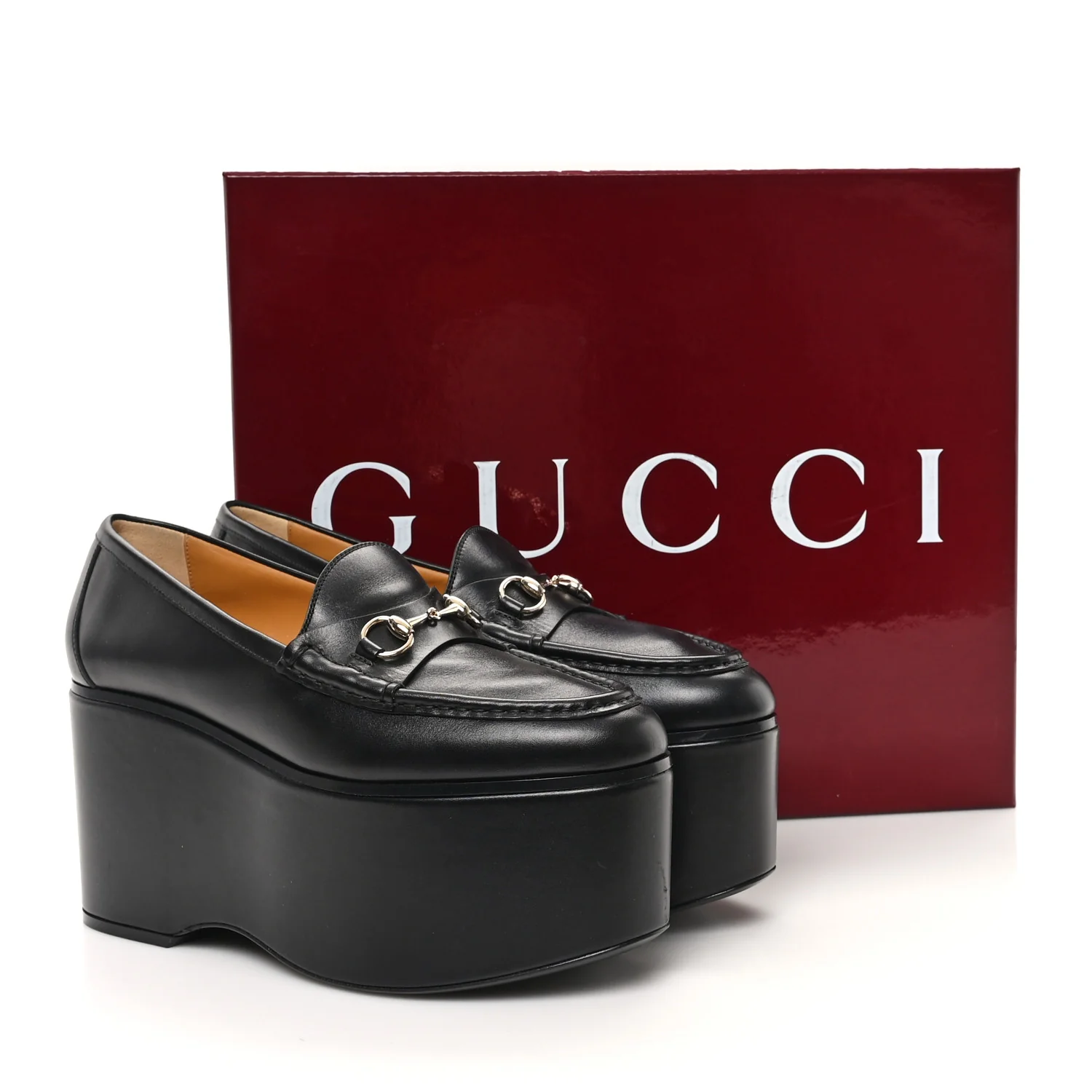 Ancora Calfskin Womens Horsebit Platform Loafers 39 Black