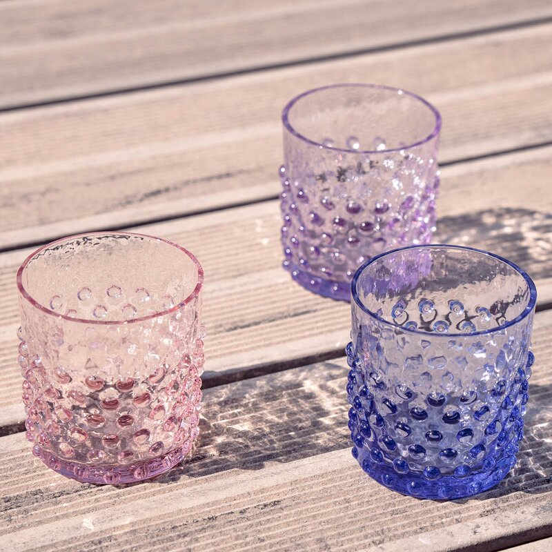 Hobnail vannglass 15 cl rosaline