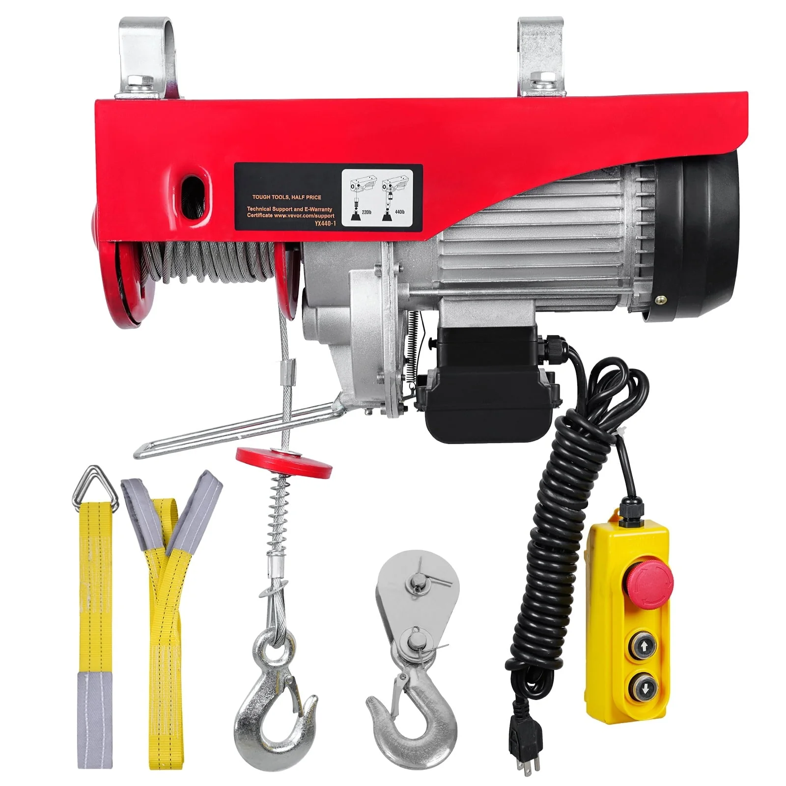 BENTISM Lift Electric Hoist 440 lb, 480W 110V Electric Winch with 14ft Wired Remote Control