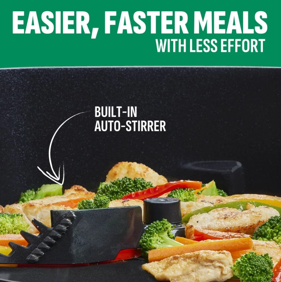 Power XL Stirmax 7.5 Qt Multi - Cooker with Auto Stir/Shred Paddle and 9 Presets, Matte Black