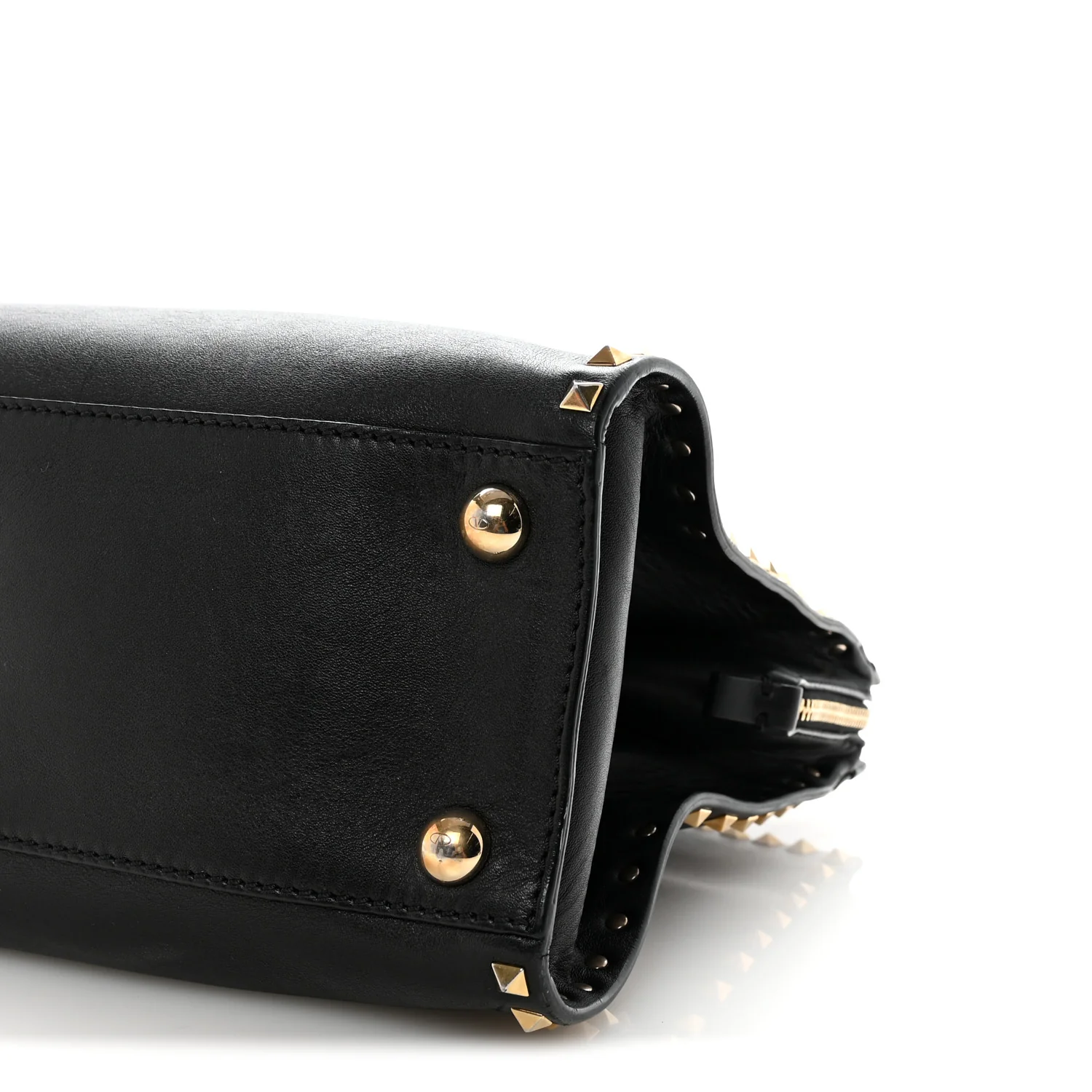 Vitello Rockstud Dome Shopper Black