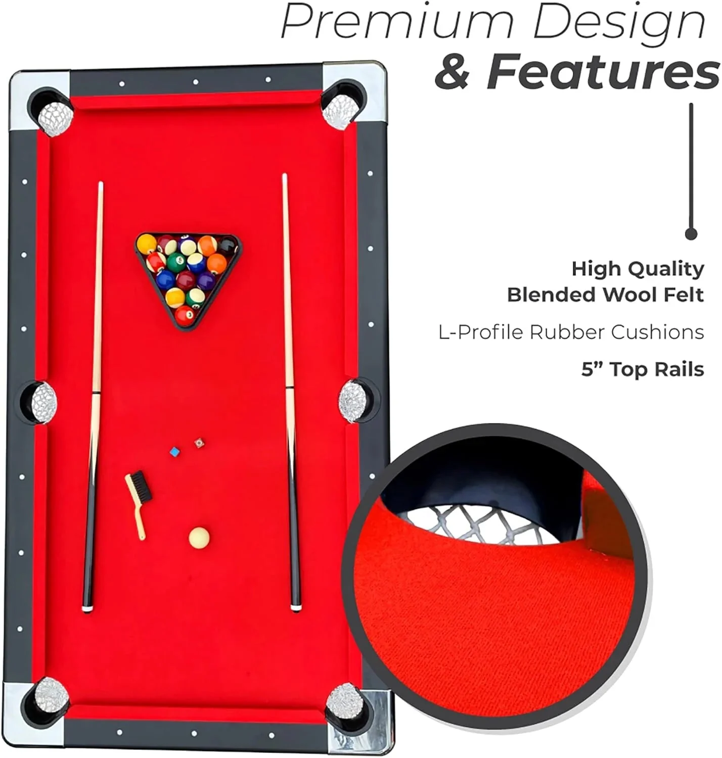 6 ft Portable Pool Table, Adults Folding Billiards Tables for Game Room with Easy Foldable Storage, Includes Full Set of Billiard Balls,…