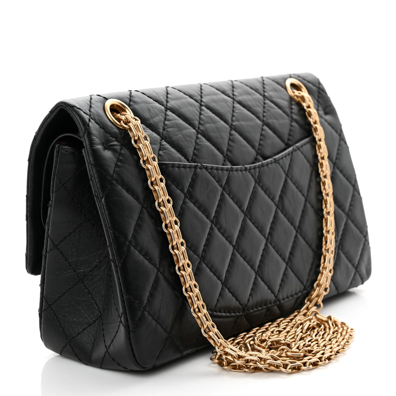 Aged Calfskin Quilted 2.55 Reissue 225 Flap Black
