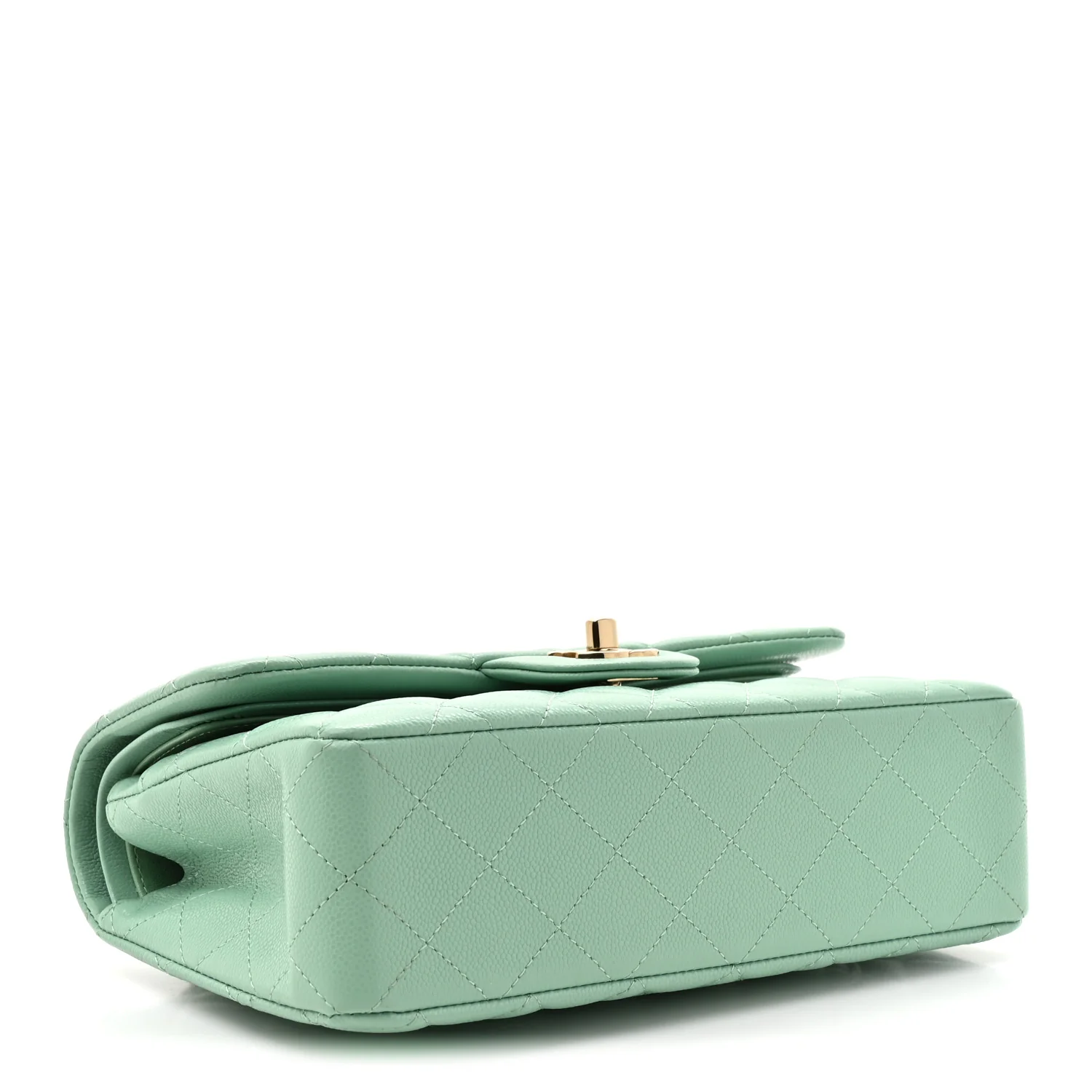 Caviar Quilted Small Double Flap Light Green