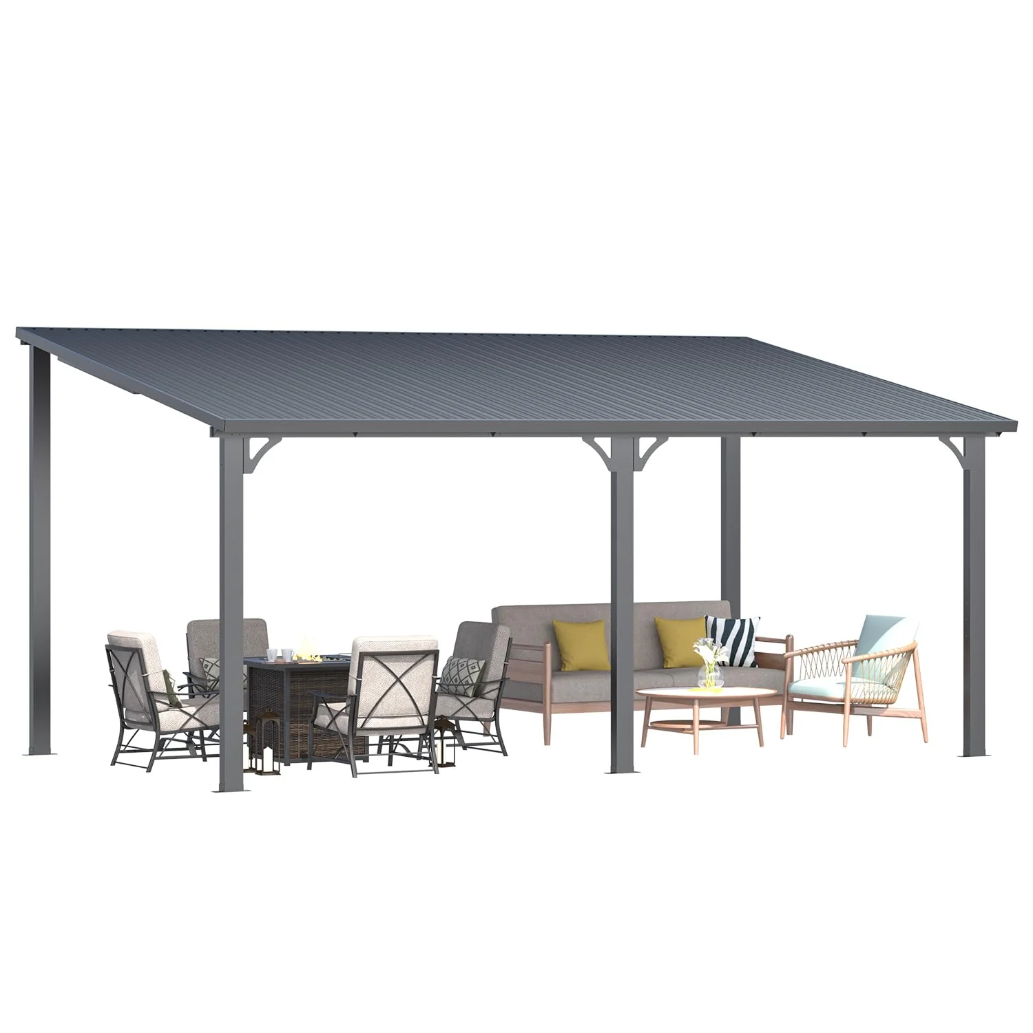 AECOJOY 16'X10' Hardtop Gazebo Outdoor Pergola Lean to Metal Pergolas