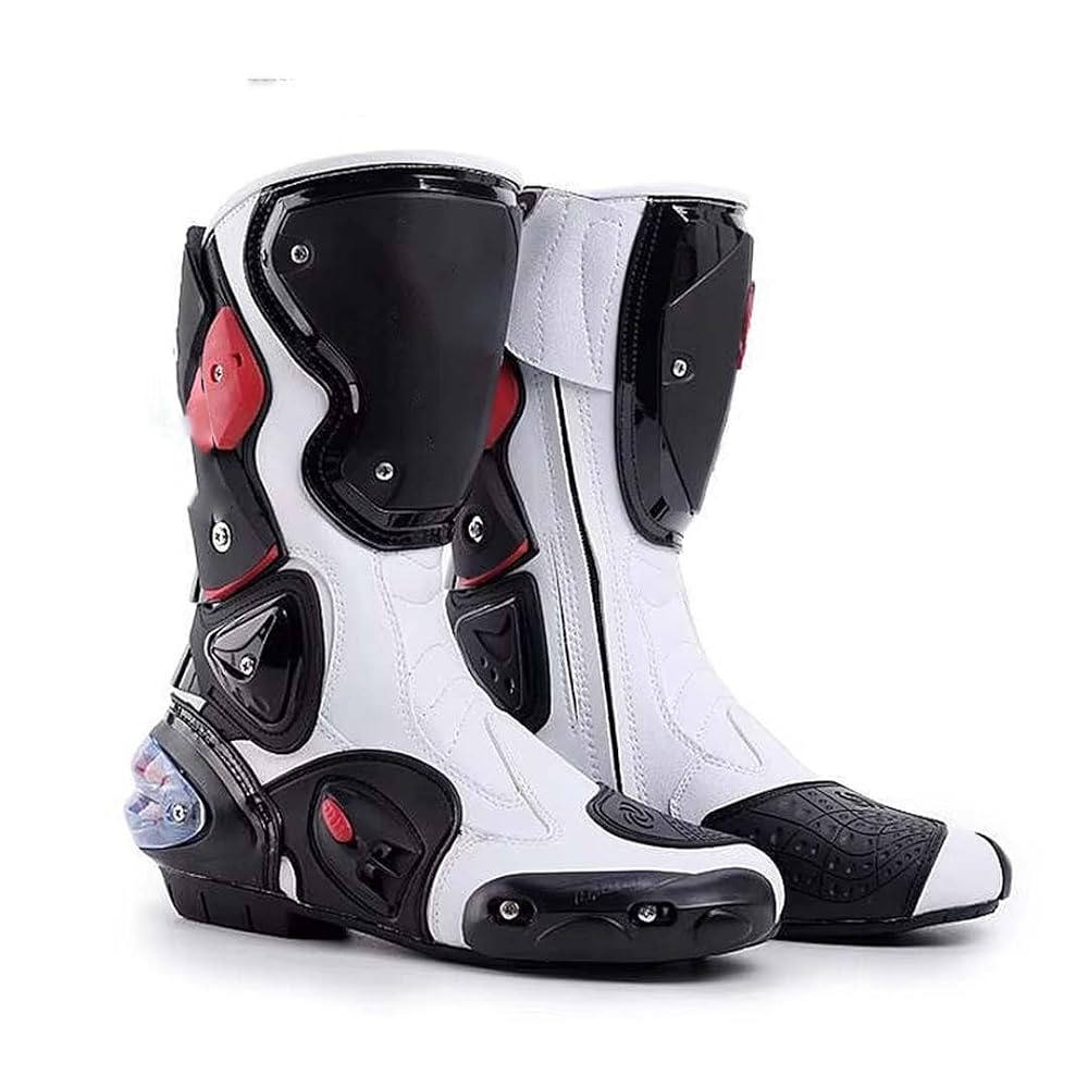 Men's Leather Motorcycle Racing Protective Motorbike Riding Street Boots