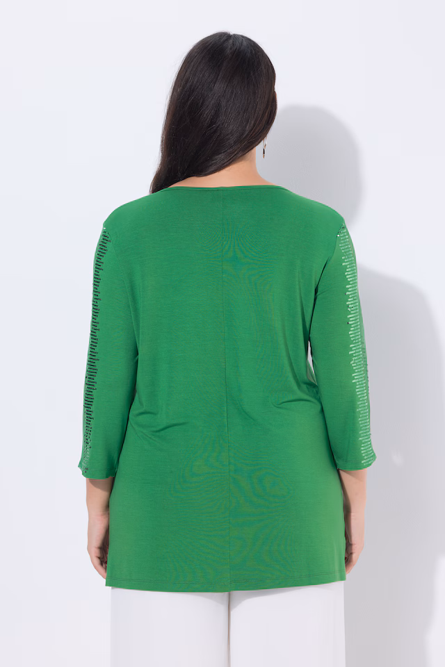 Sequined Mesh Sleeve Blouse