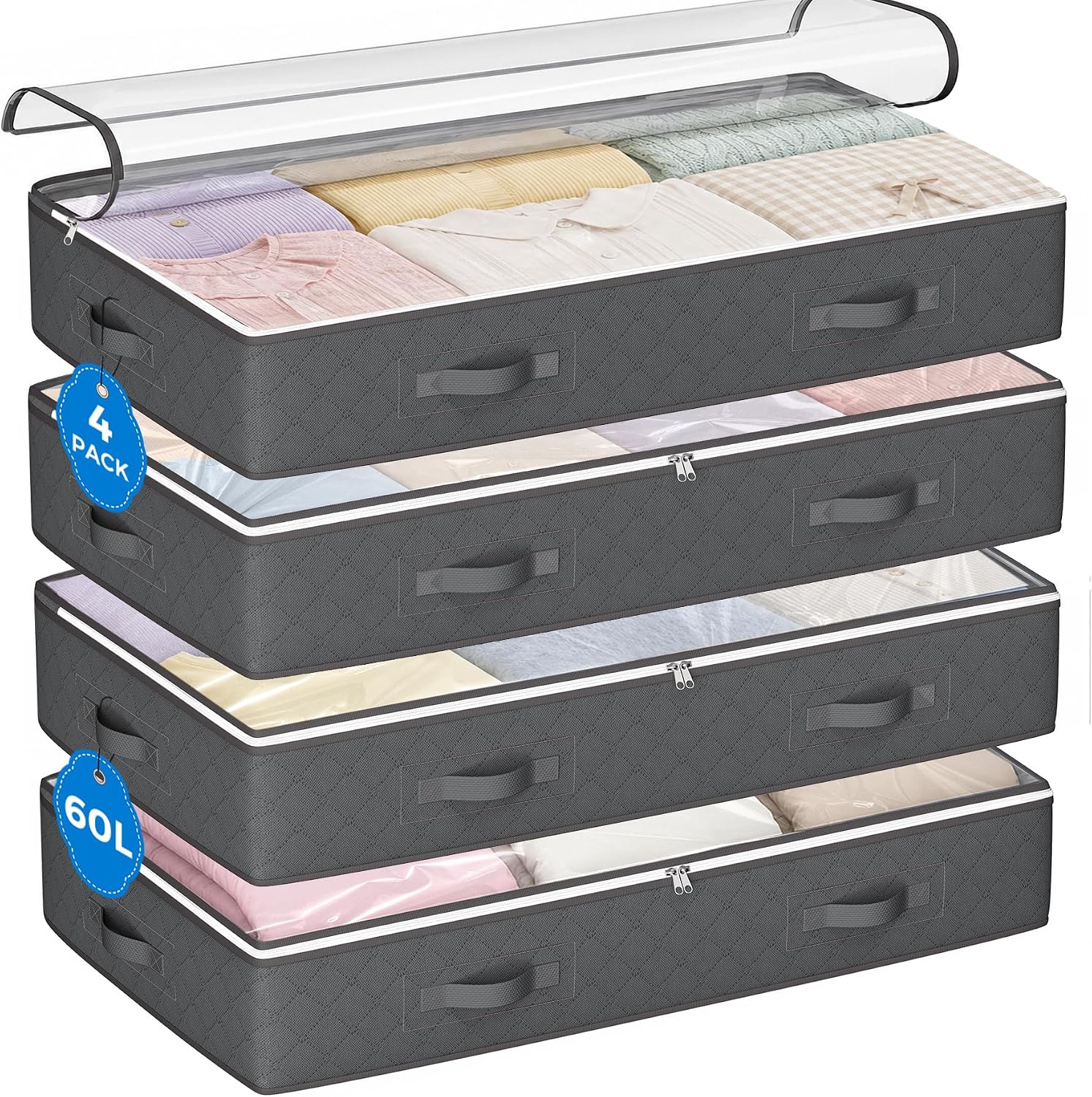 Budding Joy Under Bed Storage Containers, Storage Bins with Clear Lids
