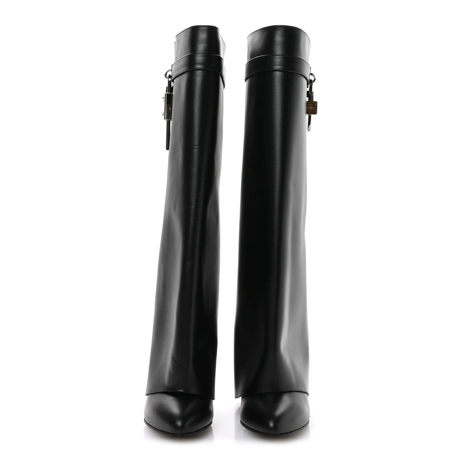 Calfskin Shark Lock Wide Fit Pant Boots 37 Black