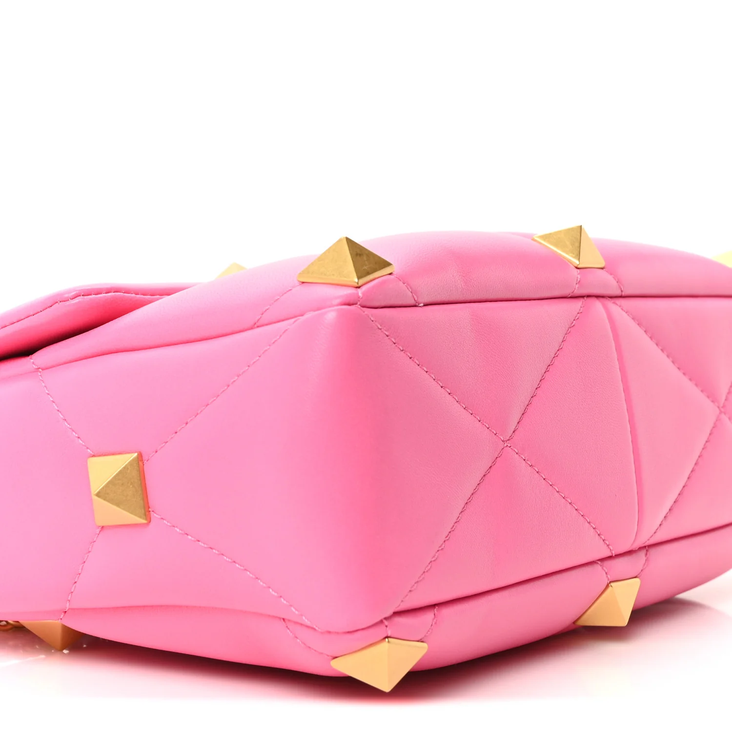 Nappa Large Roman Stud Shoulder Bag Feminine Pink