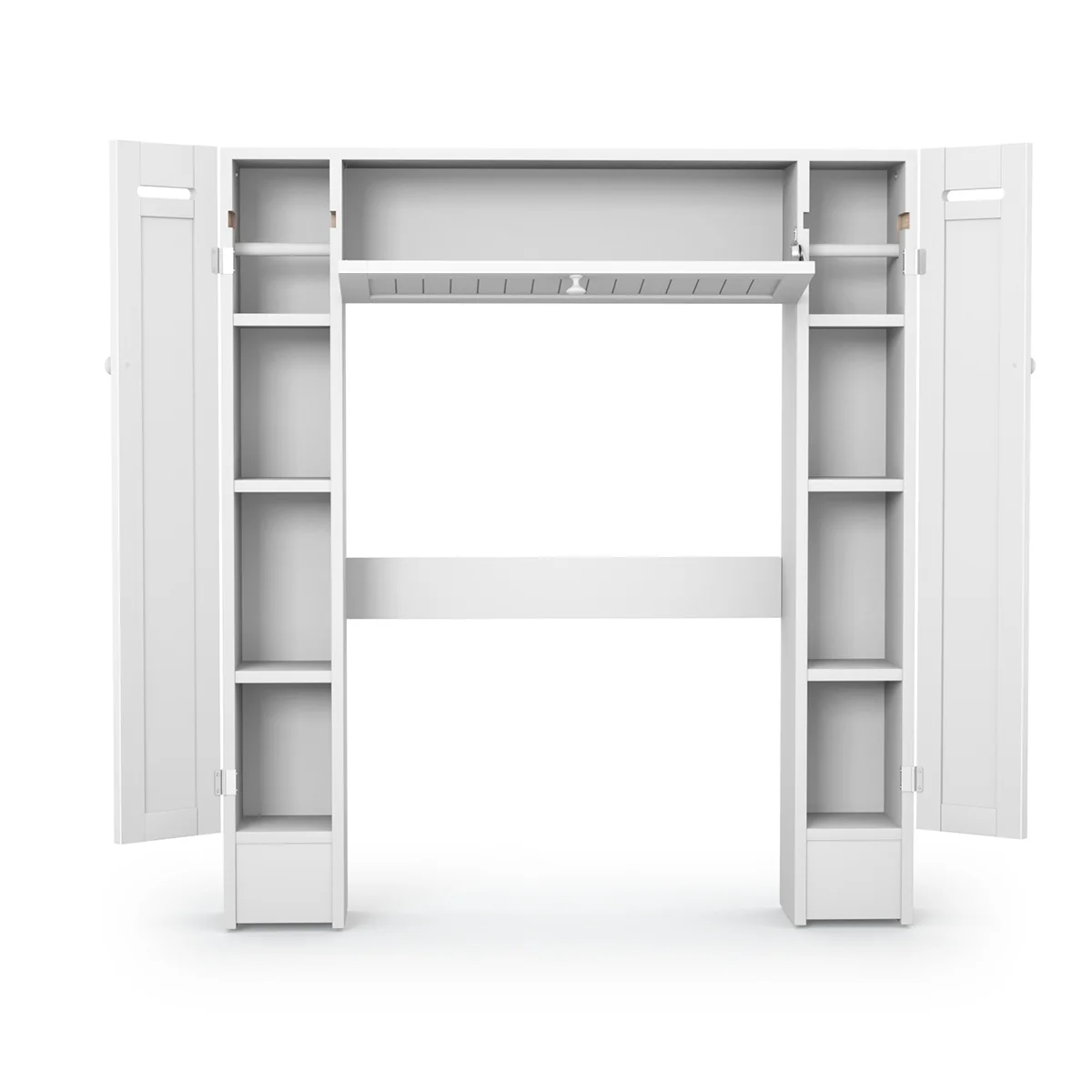 Wooden Cabinet Bathroom Spacesaver Over The Toilet Storage Cabinet w/ Drop Door White - Image 4