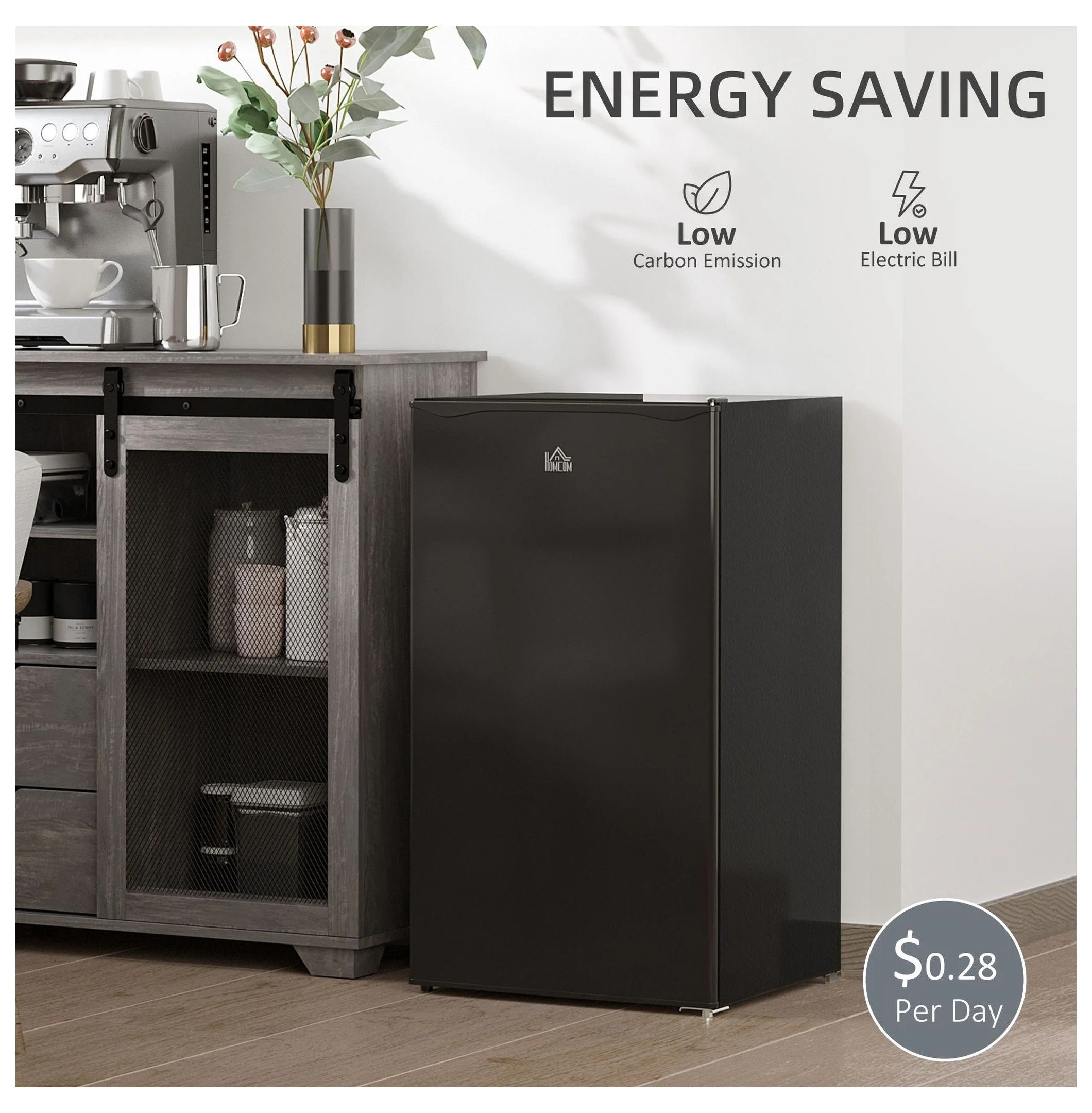 Mini Fridge with Freezer, 3.2 Cu.Ft Compact Refrigerator for Bedroom, Dorm, Apartment Adjustable Thermostat, Reversible Door, Black - Image 8