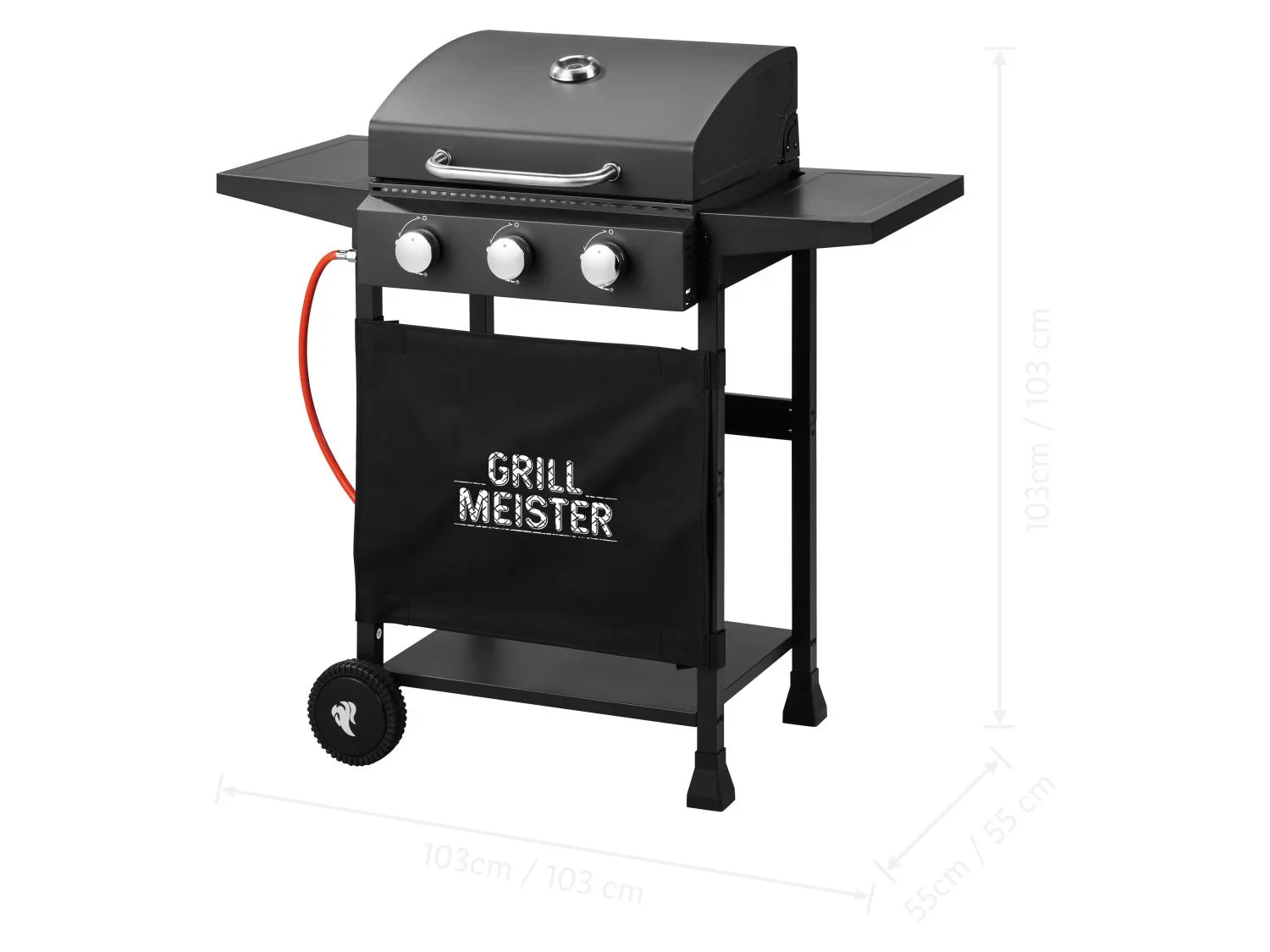 GRILLMEISTER Barbecue  gaz 3 brleurs, 48 x 39 cm, 9 kW