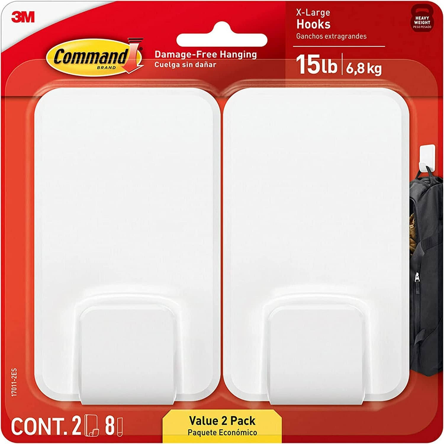 Command White Hook XL 2 ct 15lb