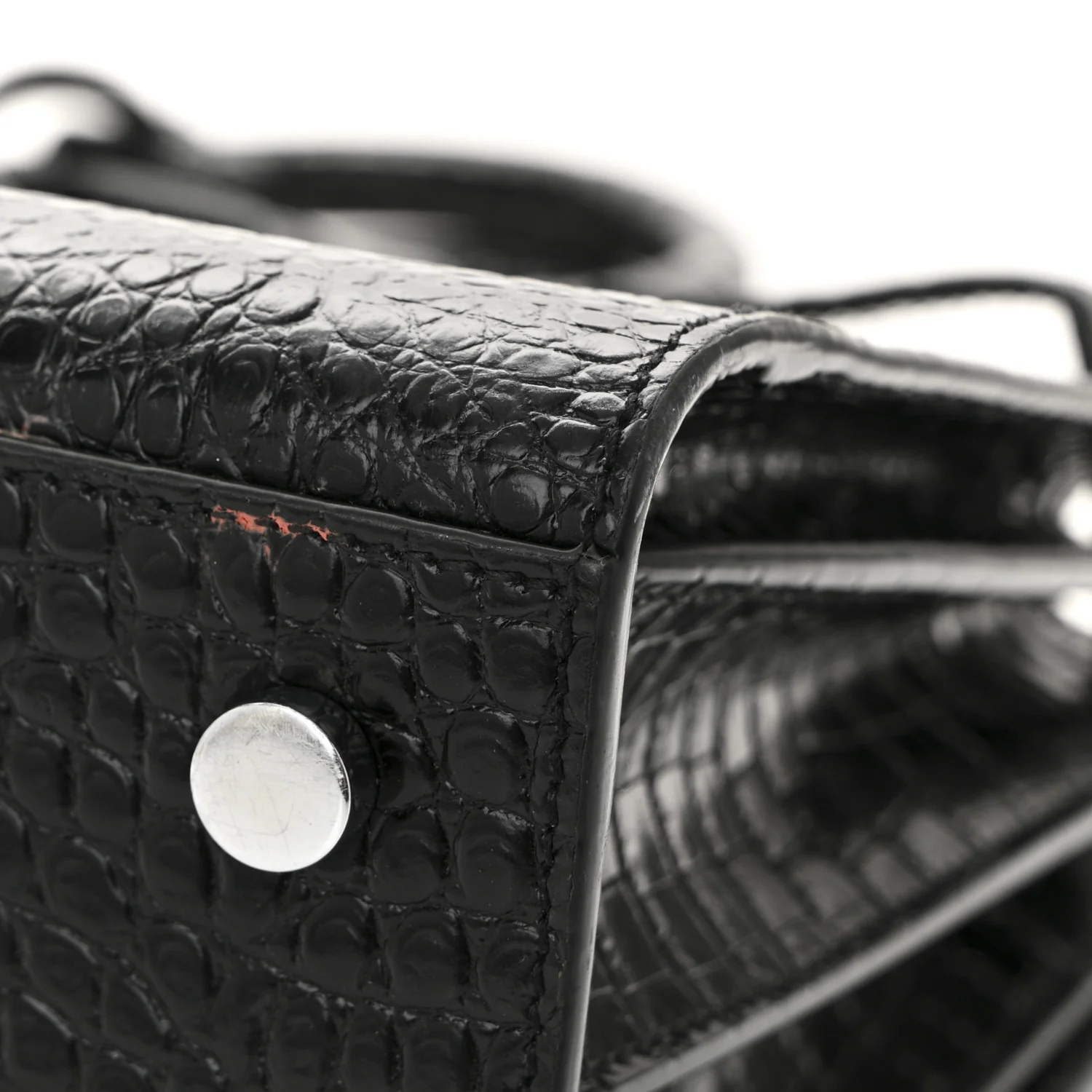 Calfskin Crocodile Embossed Baby Sac De Jour Black