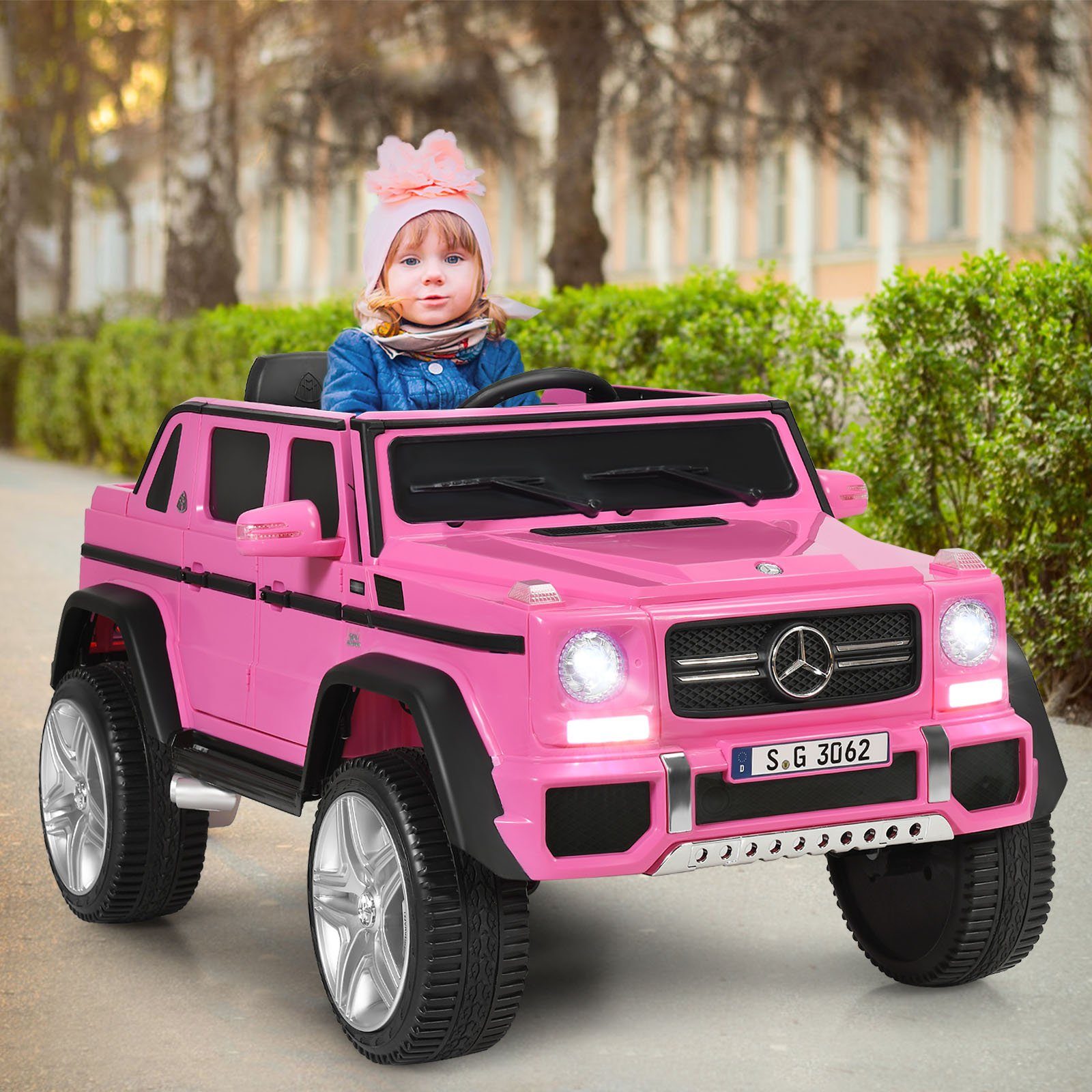 COSTWAY Elektro-Kinderauto Mercedes Benz, avec musique et LED, 2,5-5,5 km/h