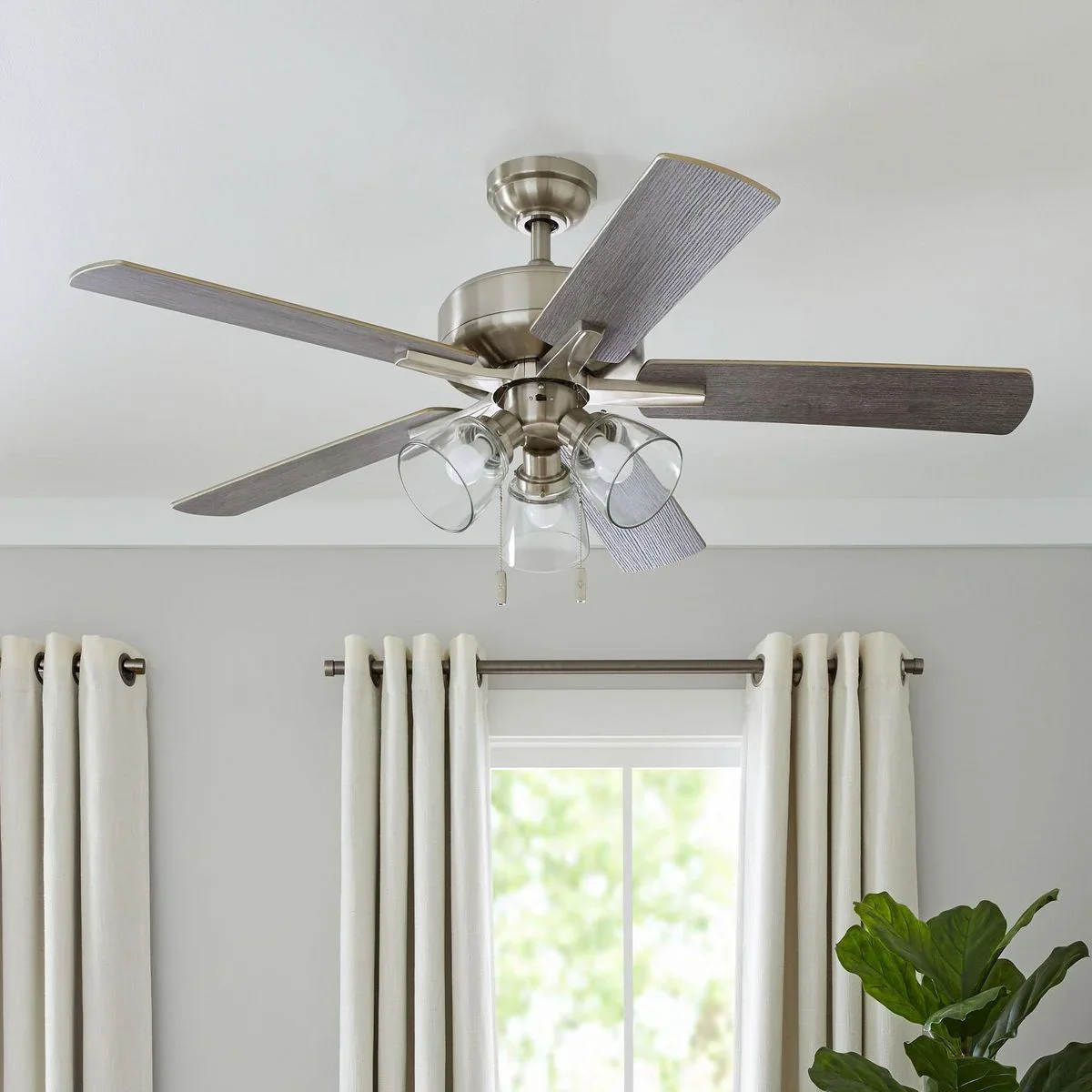 Better Homes & Gardens 52 Bronze Transitional Ceiling Fan, 5 Reversible Blades, 3 LED Bulbs Included