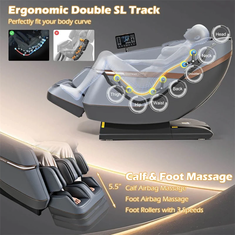 Eletriclife Full Body Zero Gravity Massage Chair SL Track Recliner with Airbags & Touch Screen