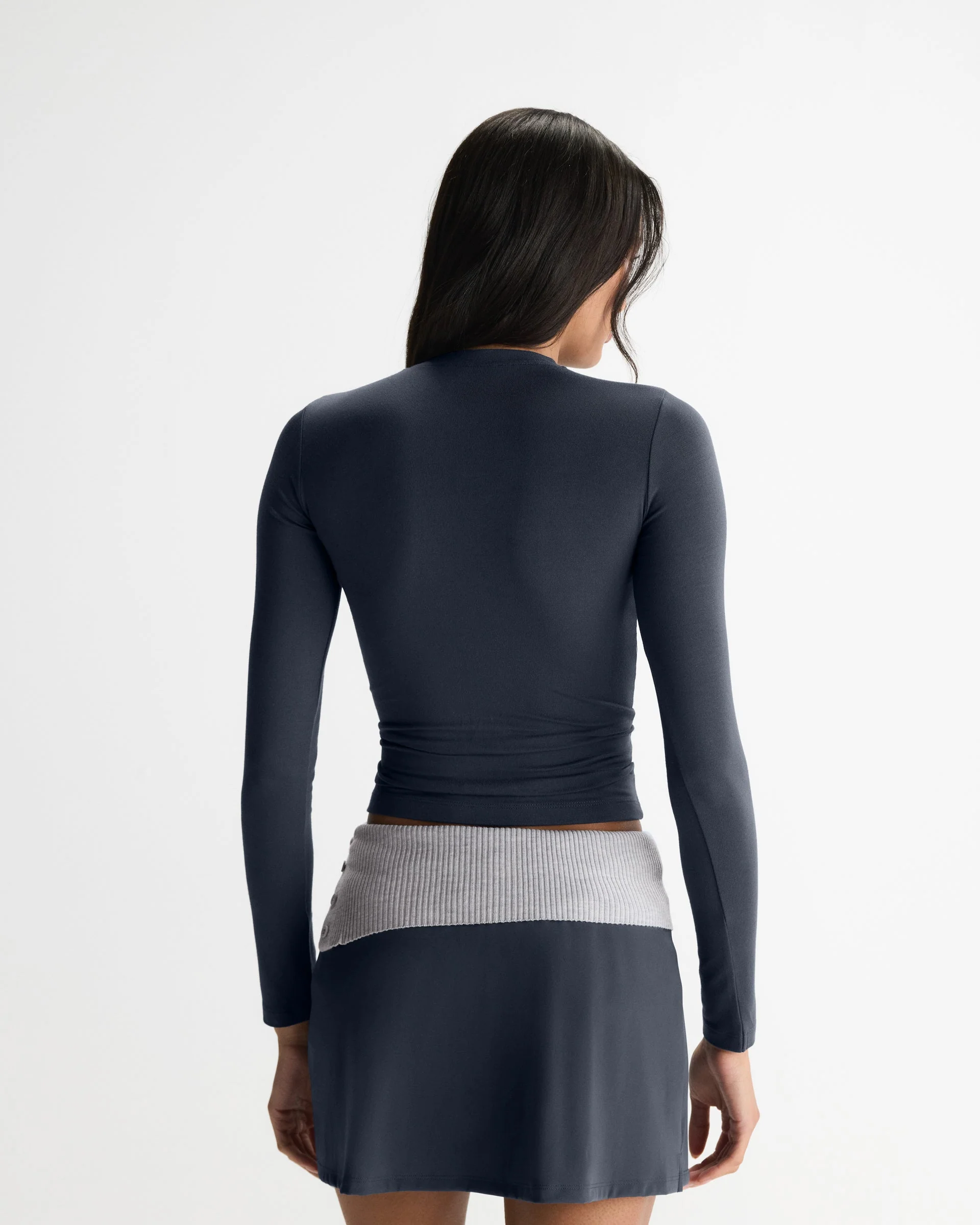 Soft Modal Long Sleeve Top - Midnight Blue