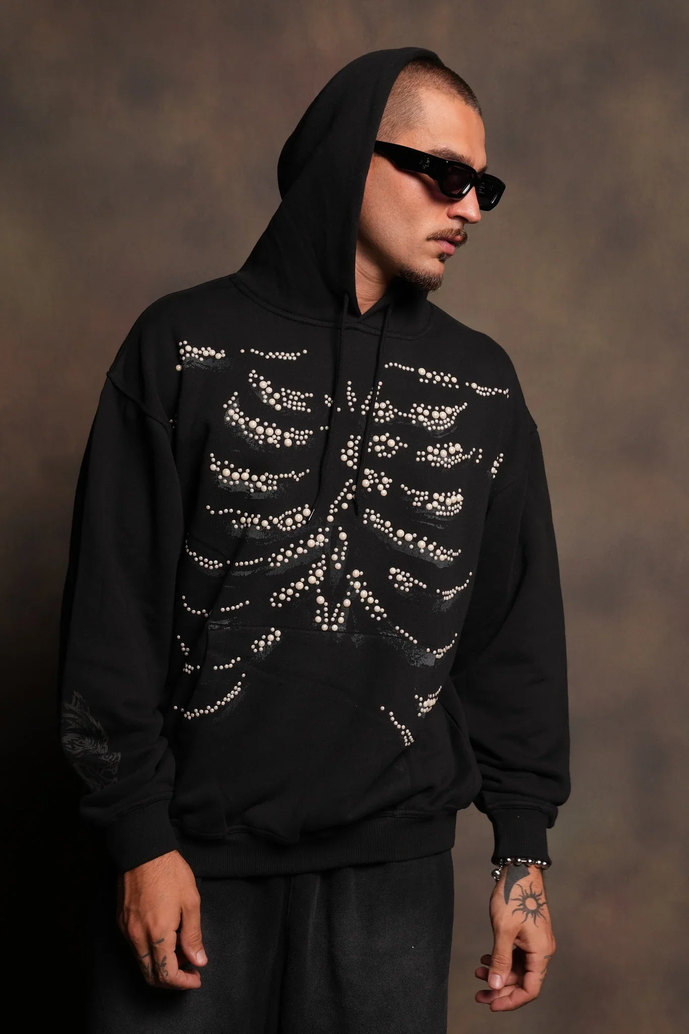 Bone Cage Bishop Hoodie In Black