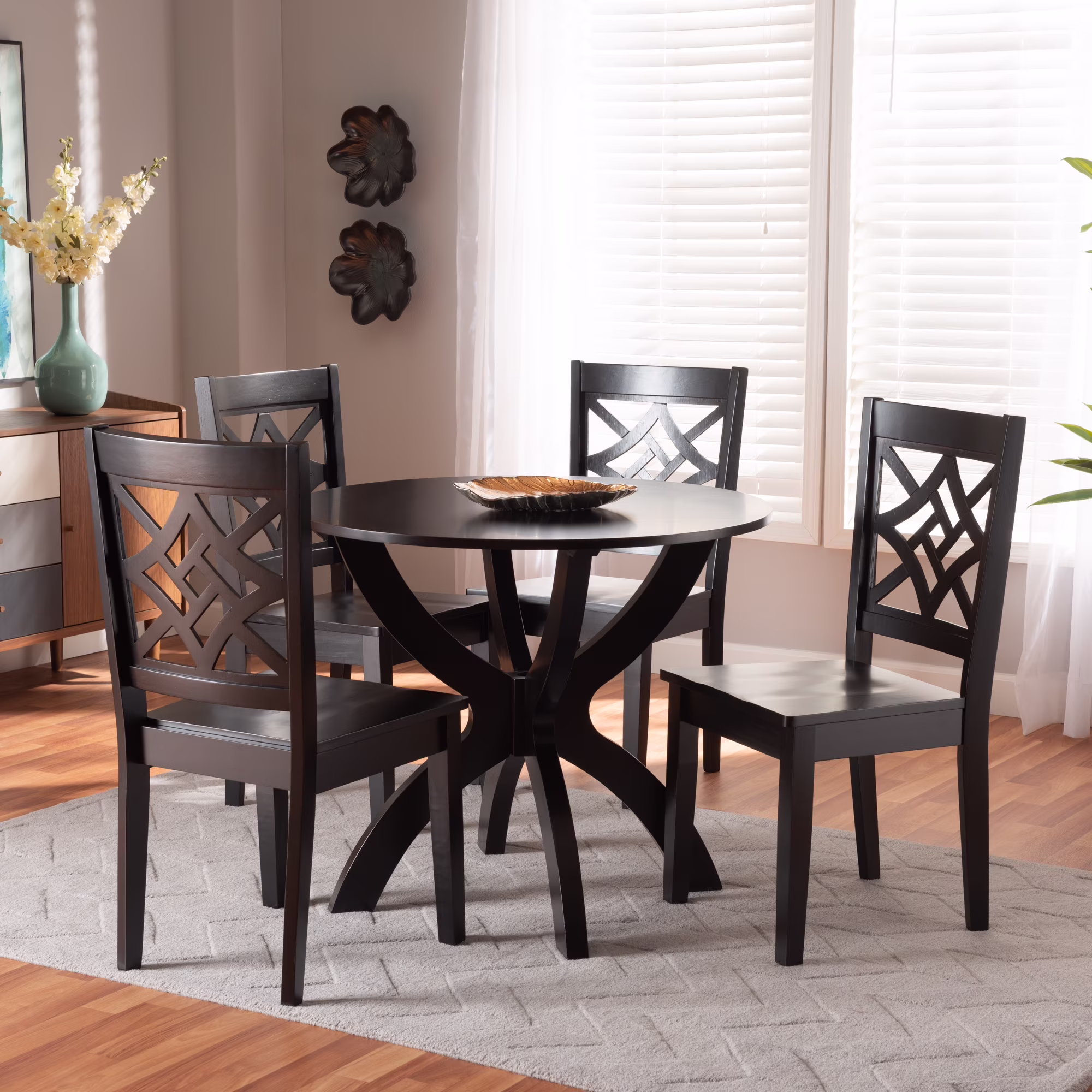 Baxton Studio Anila Modern and Contemporary Dark Brown Finished Wood 5 - Piece Dining Set