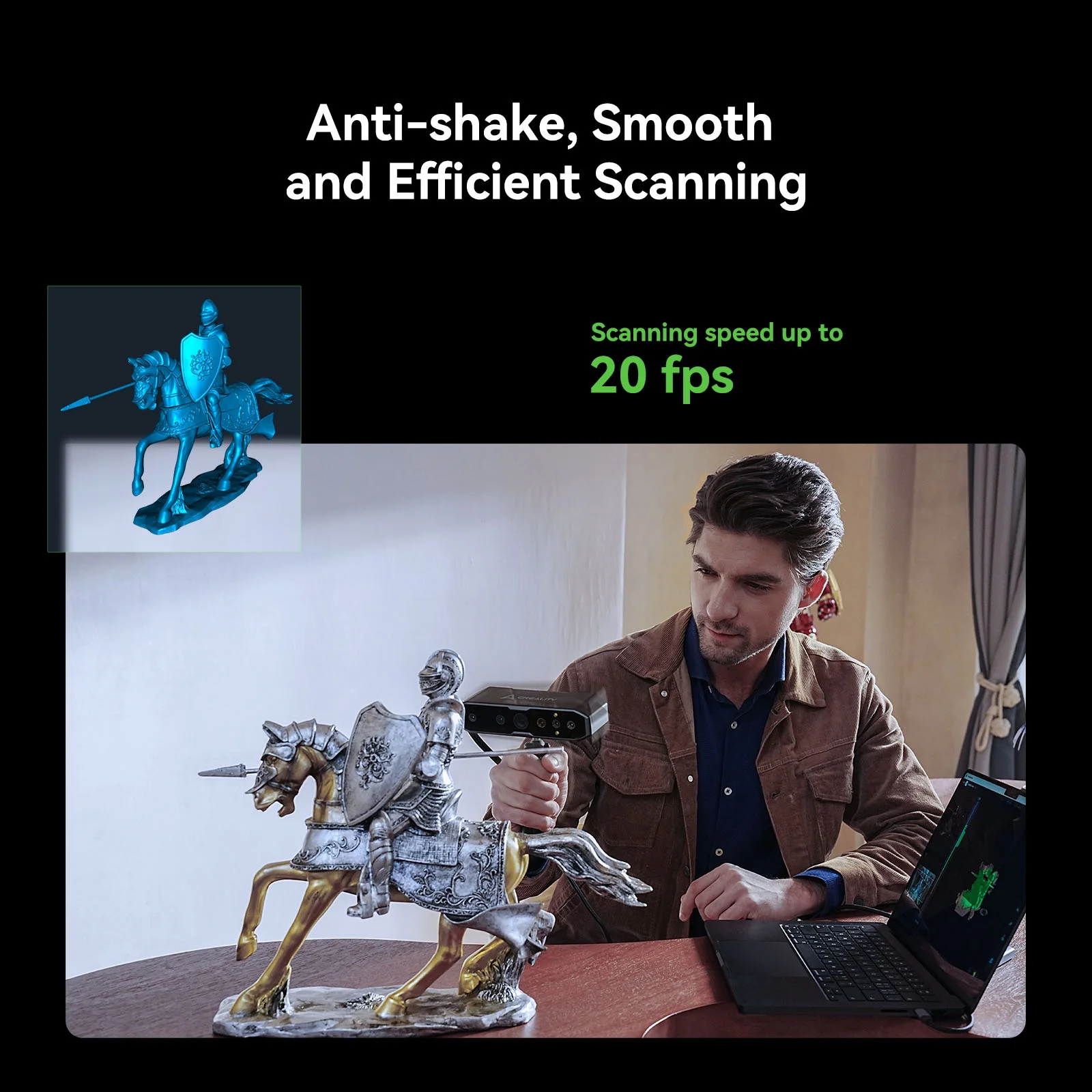 CR-Scan Otter 3D Scanner Kit High Accuracy 0.02mm with 8 LED Infrared Lights 24 Bit Full-Color Scan, Noiseless, Sensitive Operation for Windows/macOS - Image 9