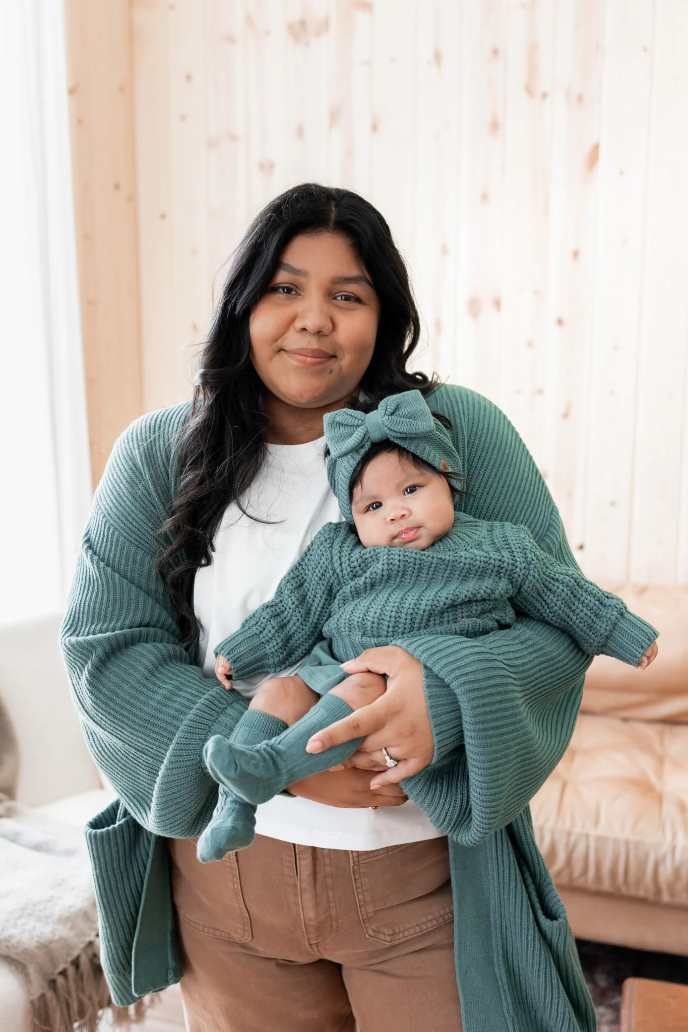 Chunky Knit Women's Oversized Cardigan in Pine