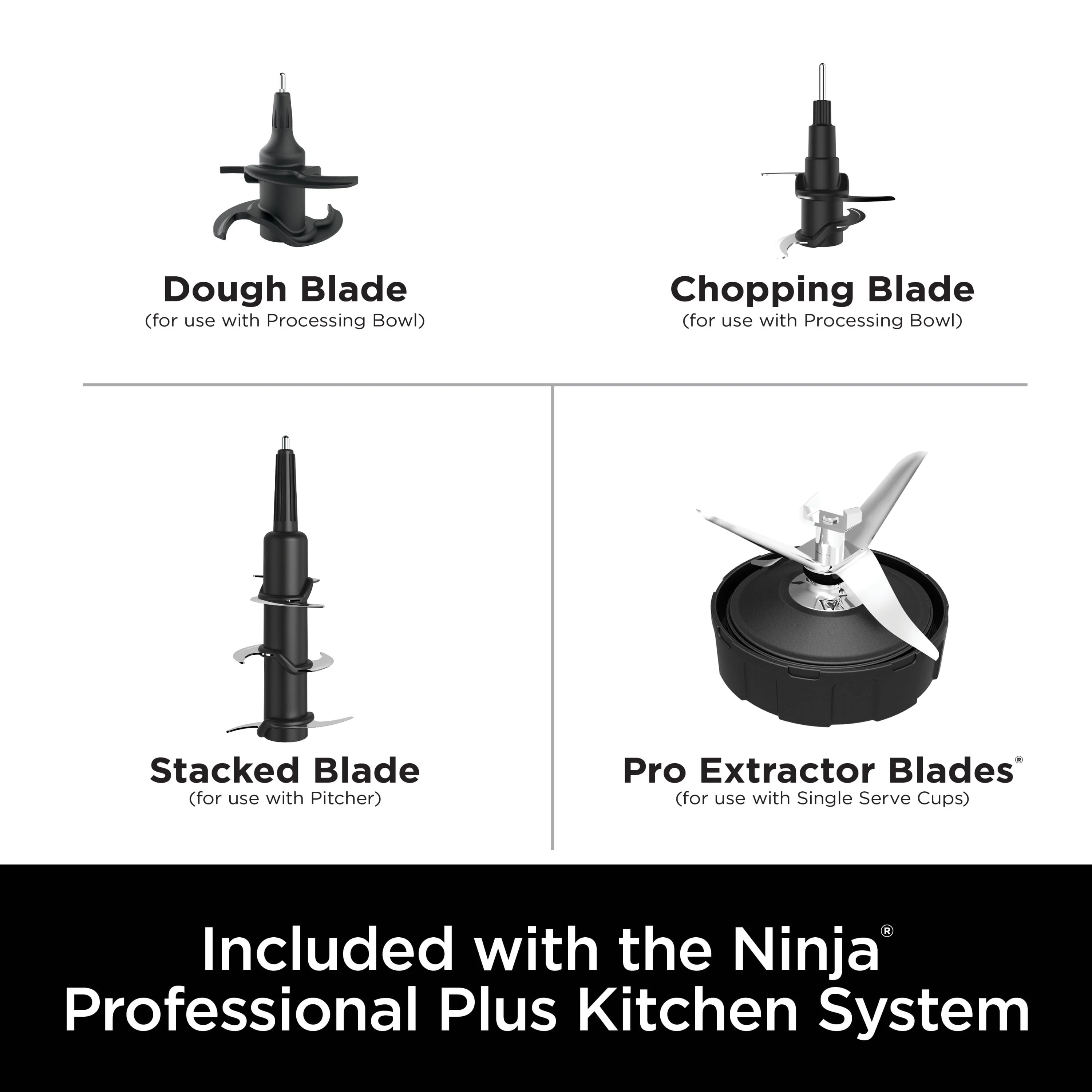 Ninja Professional Plus Kitchen System, 1400 Watts, 5 Presets for Smoothies, Chopping, Dough with Auto IQ, 72 - Oz.* Blender Pitcher, 64 - Oz. Processor Bowl, 24 - Oz. to - Go Cups, Black, BN800