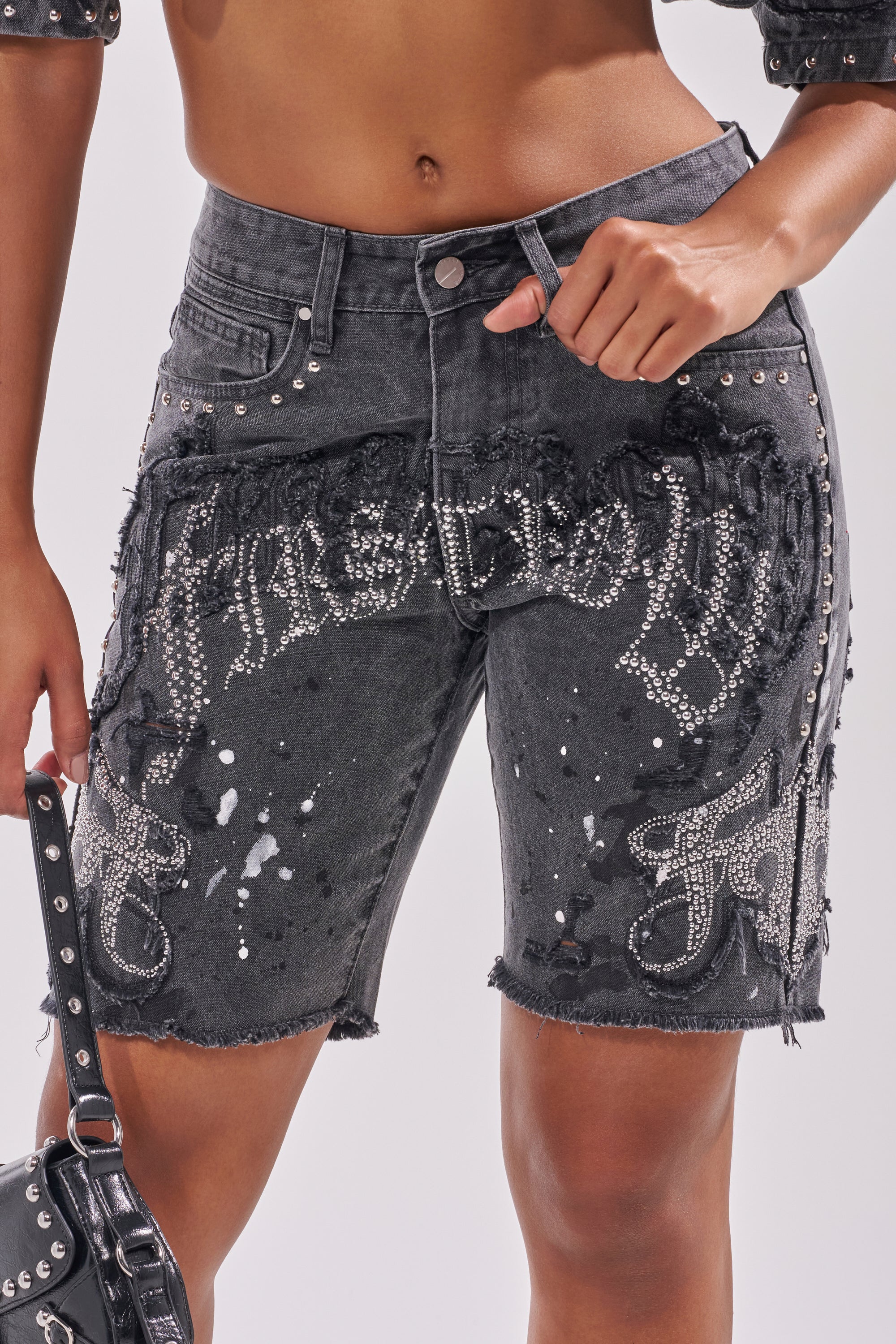 NOT LIKE THE REST EMBELLISHED DENIM SHORT - Akira Store