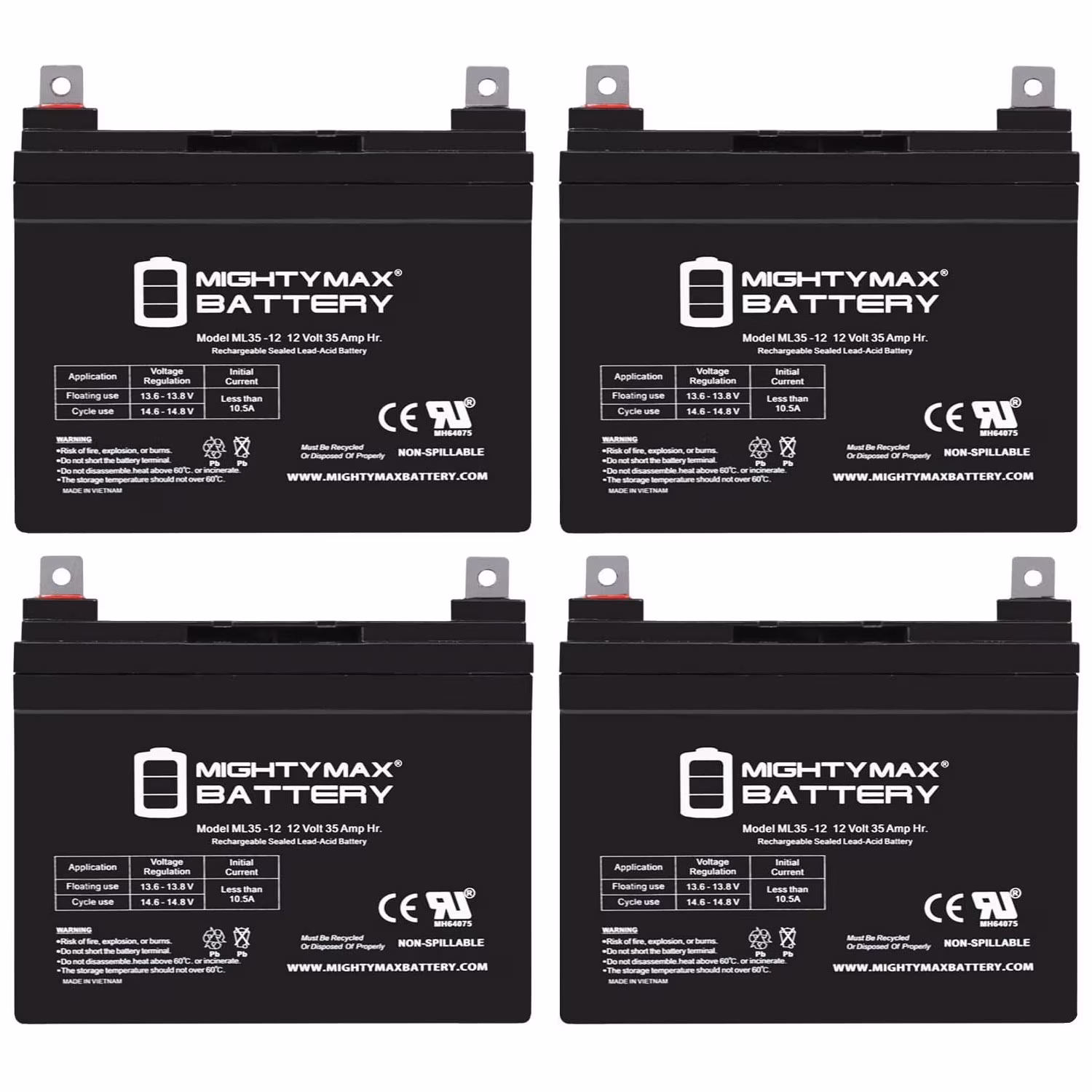 12V 35AH Battery for John Deere Garden Tractor Riding Mower - 4 Pack