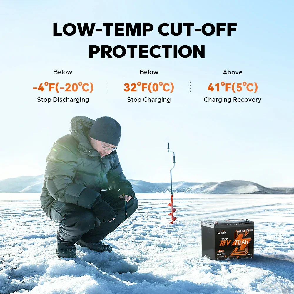 16V 70Ah LiFePO4 Battery Bluetooth Deep Cycle Lithium Battery For Fish Finder Fishing Electronics - Image 5
