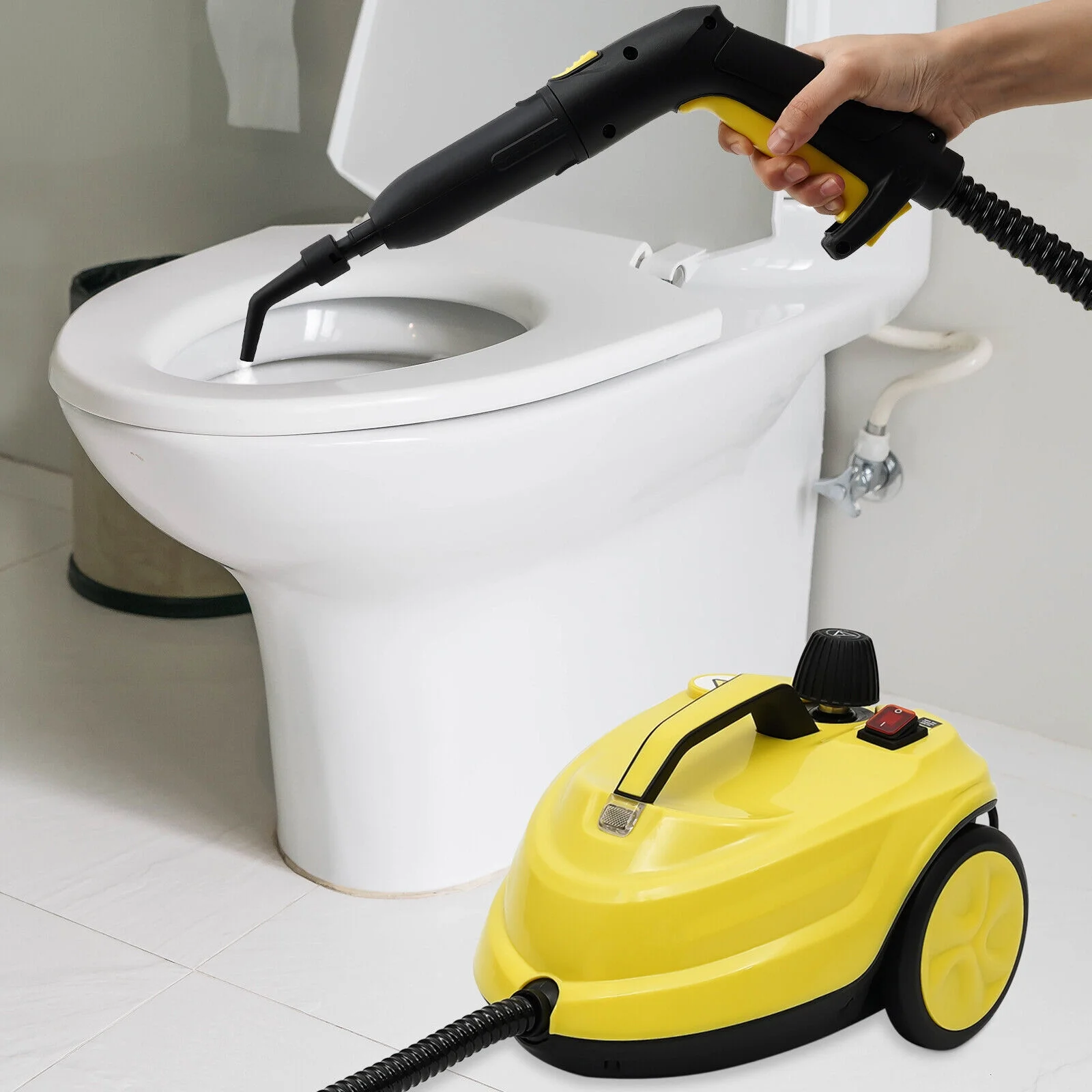 2000W 1.8L/60.87oz High-Pressure Steam Cleaner Multipurpose Handheld Steam Cleaner Portable Yellow 5 Bar/72.5PSI - Image 4