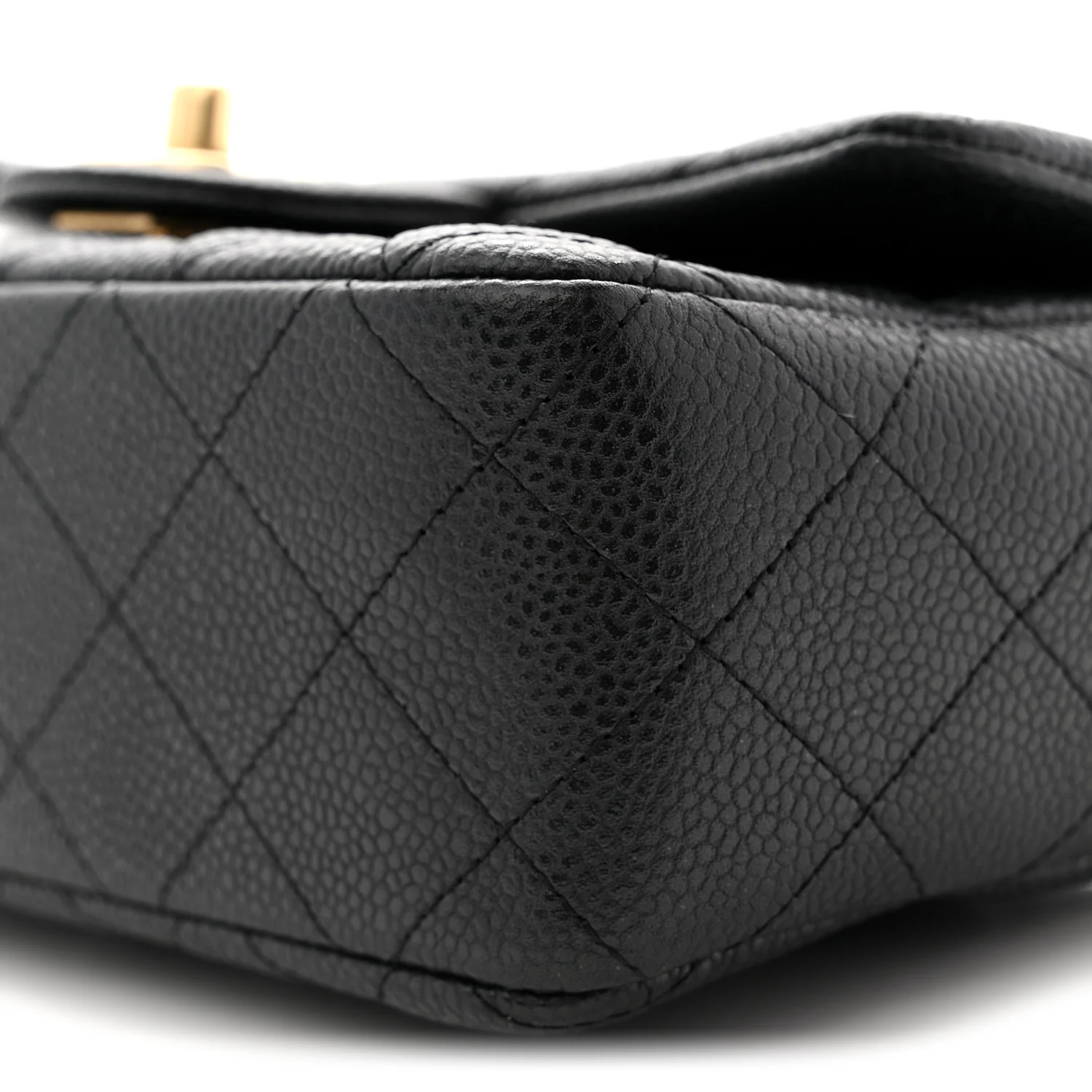 Metallic Caviar Quilted Mini Rectangular Flap Black