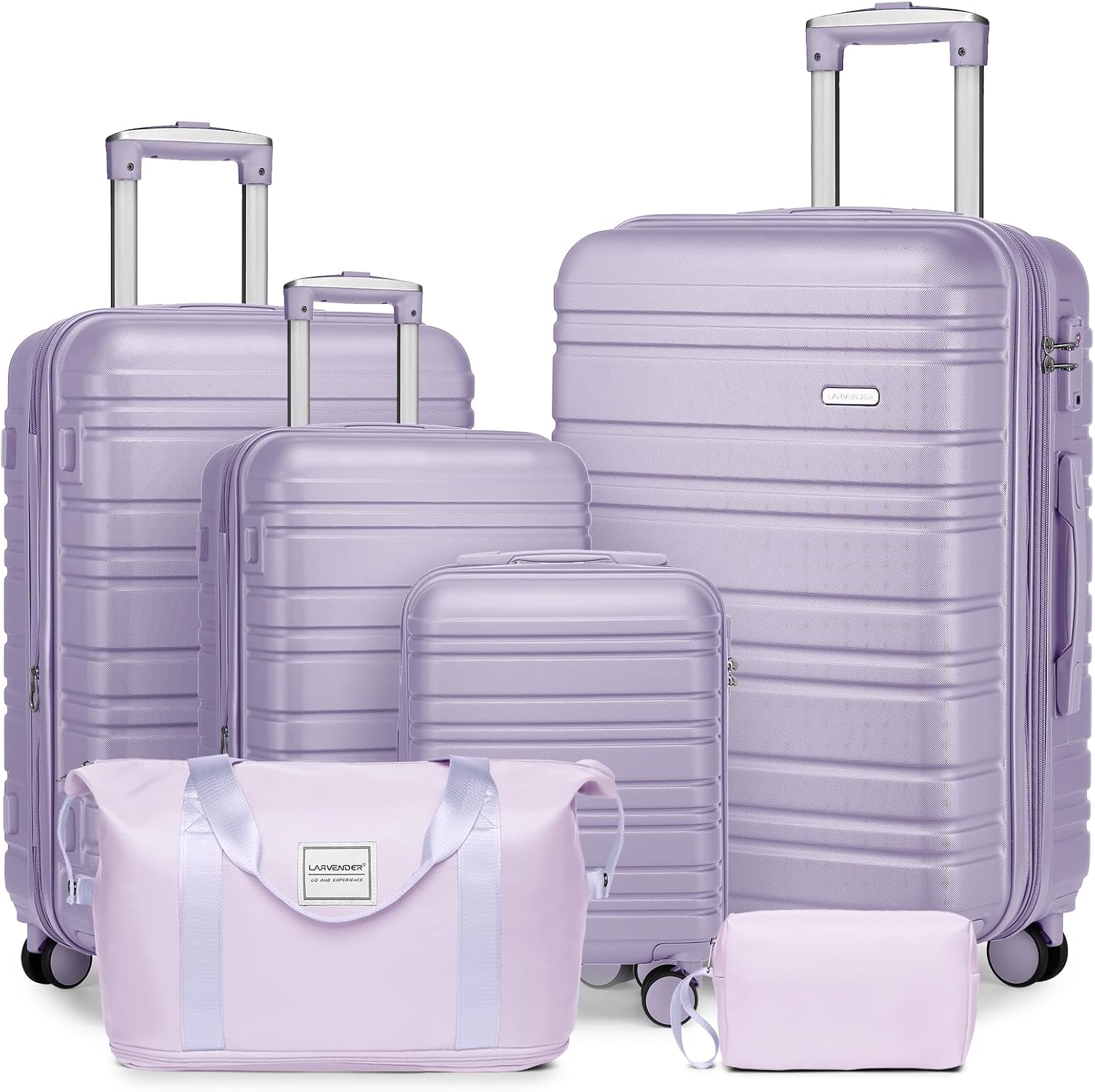 Ensemble de 6 valises, ensemble de valises rigides extensibles avec roulettes multidirectionnelles, ensemble de bagages à roulettes légers