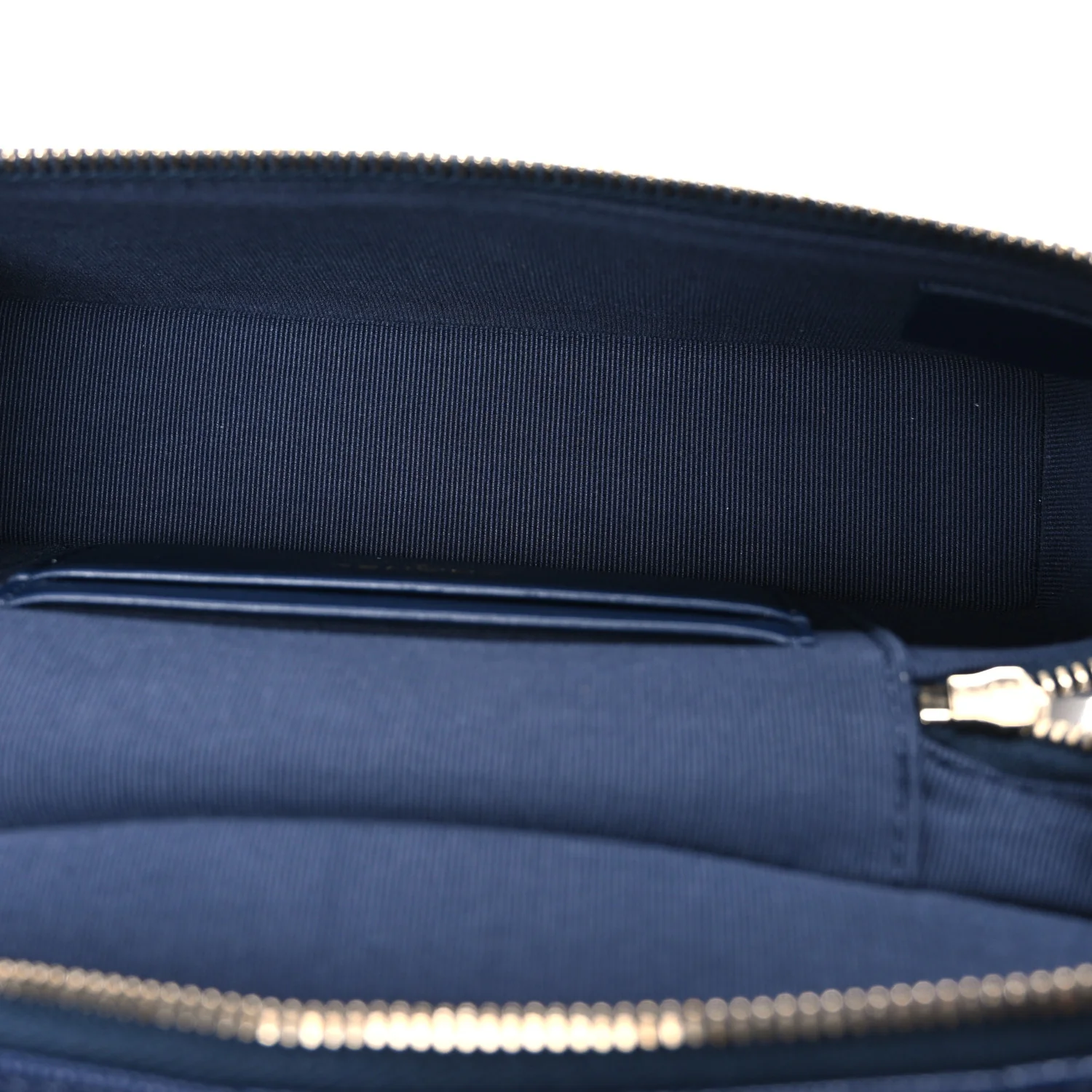 Caviar Quilted Top Handle Slim Vanity With Chain Navy