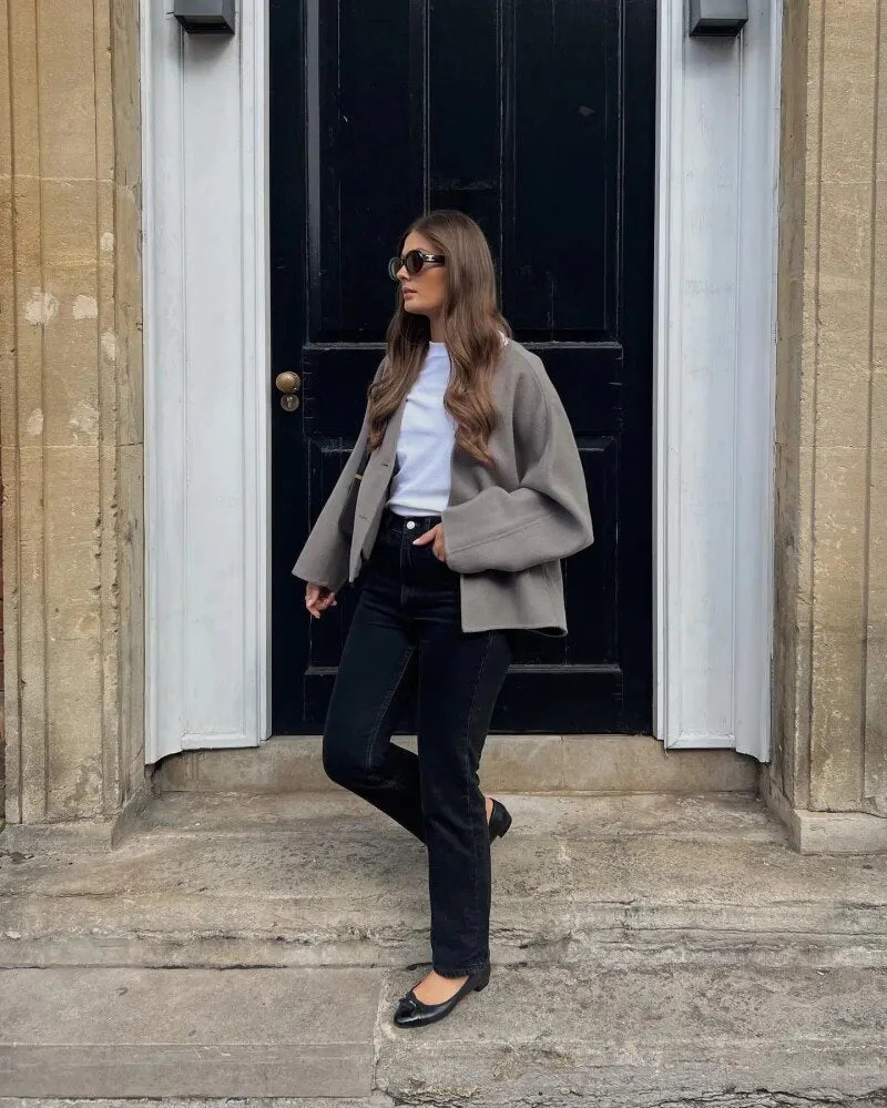 Manteau d'hiver douillet en mélange de laine