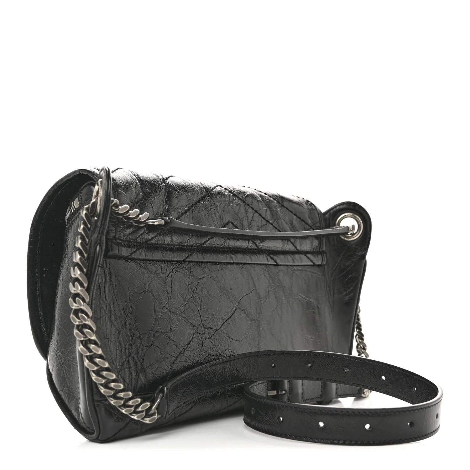 Crinkled Calfskin Matelasse Monogram Niki Body Bag Black