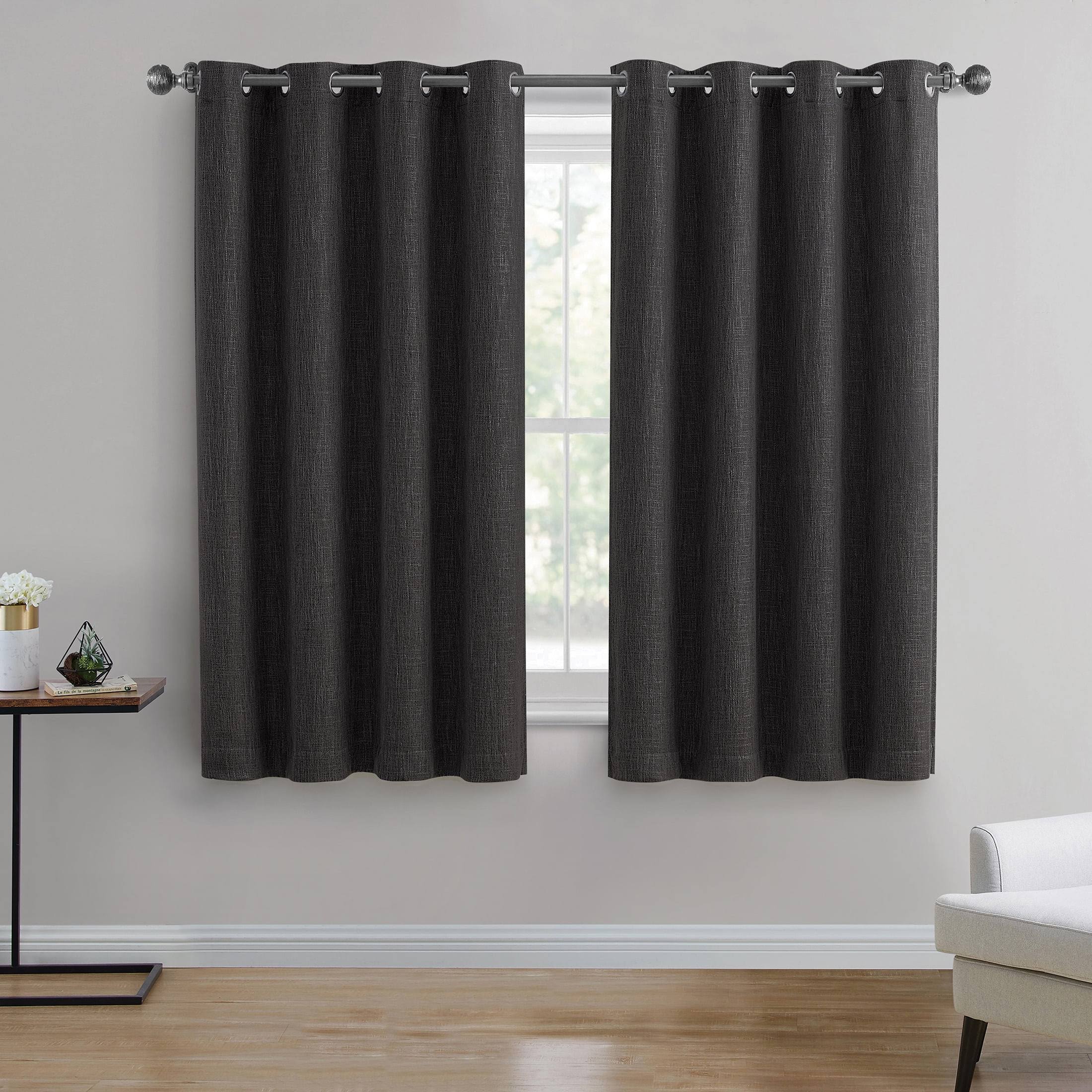 Better Homes & Gardens Woven Textured Grommet Blackout Curtain Panel - Black - 50 x 63 in