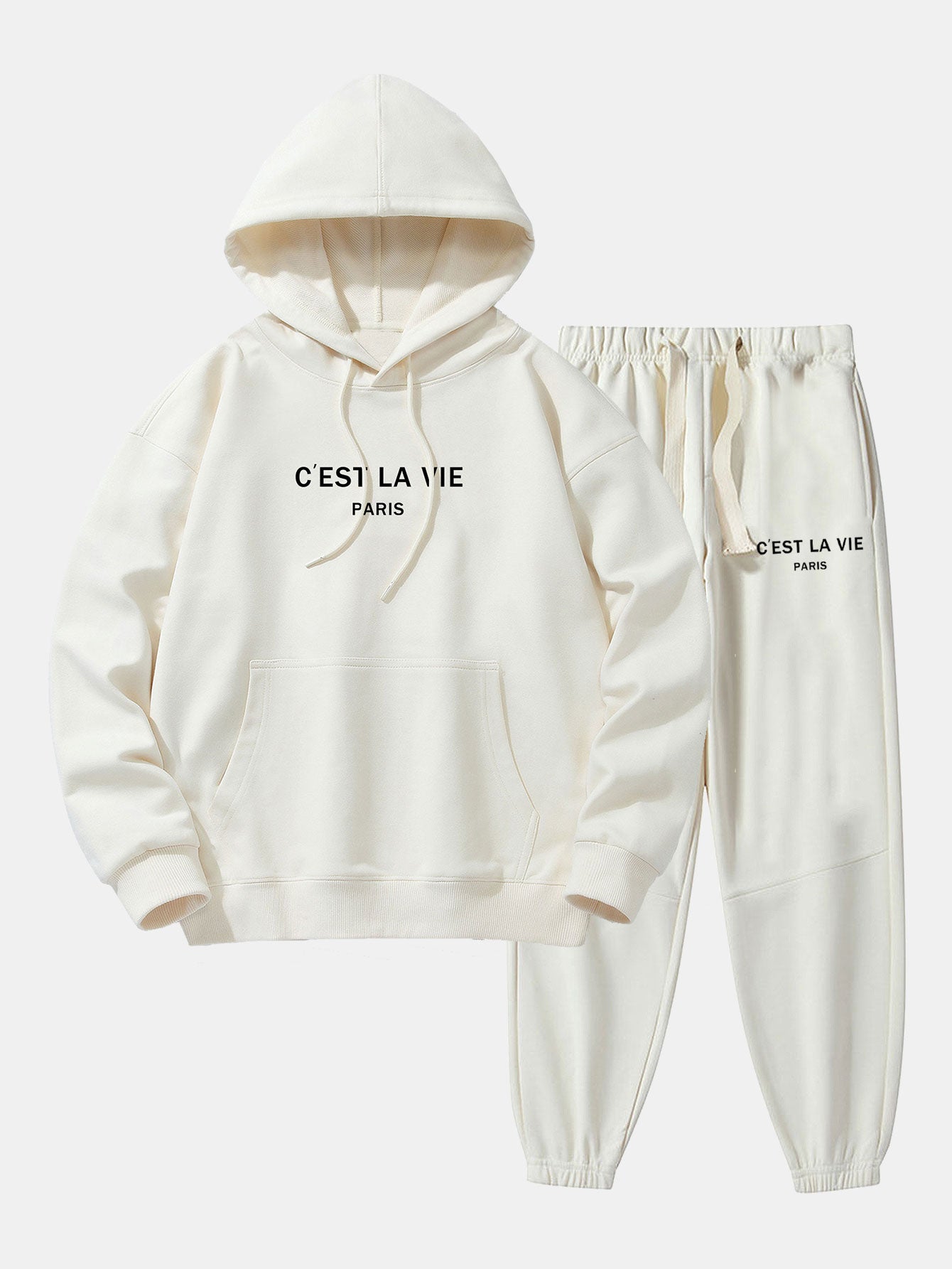 Sweat à capuche et pantalon de jogging en coton mélangé imprimé Paris