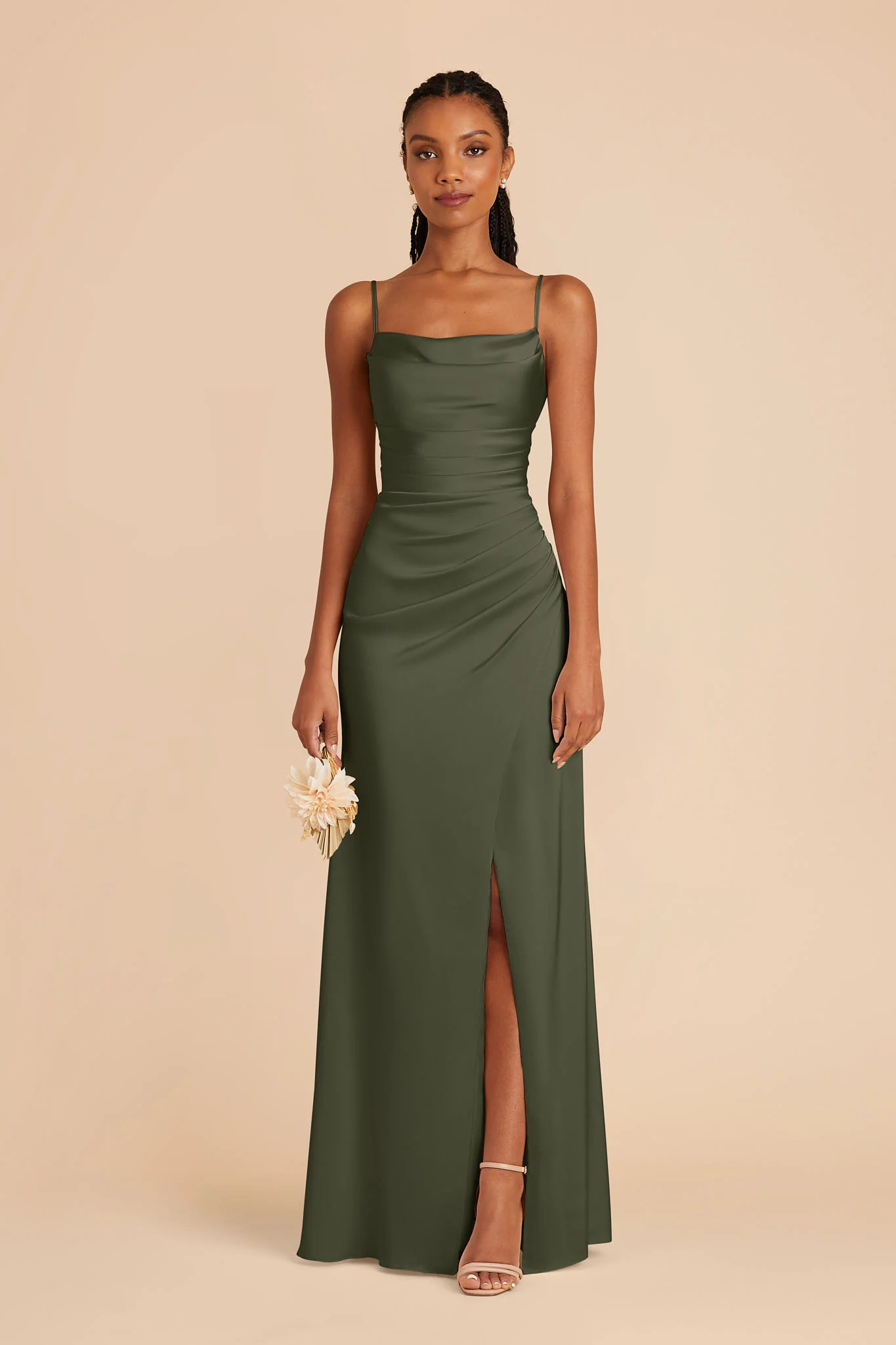 Lydia Dress Matte Satin Olive
