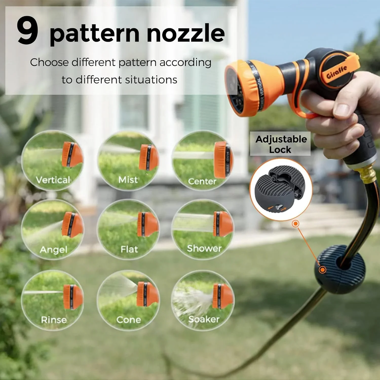 Giraffe Tools Retractable Garden Hose Reel with 1/2in-78ft Hose, Metal Bracket, Wall Mounted, Dark Grey