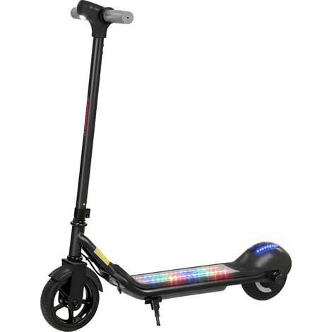 Trottinette électrique enfants 6-14 ans, écran LED, lumières RGB, pneus 6,5'', vitesse 10 km/h, démarrage au kick, noir — vue 1